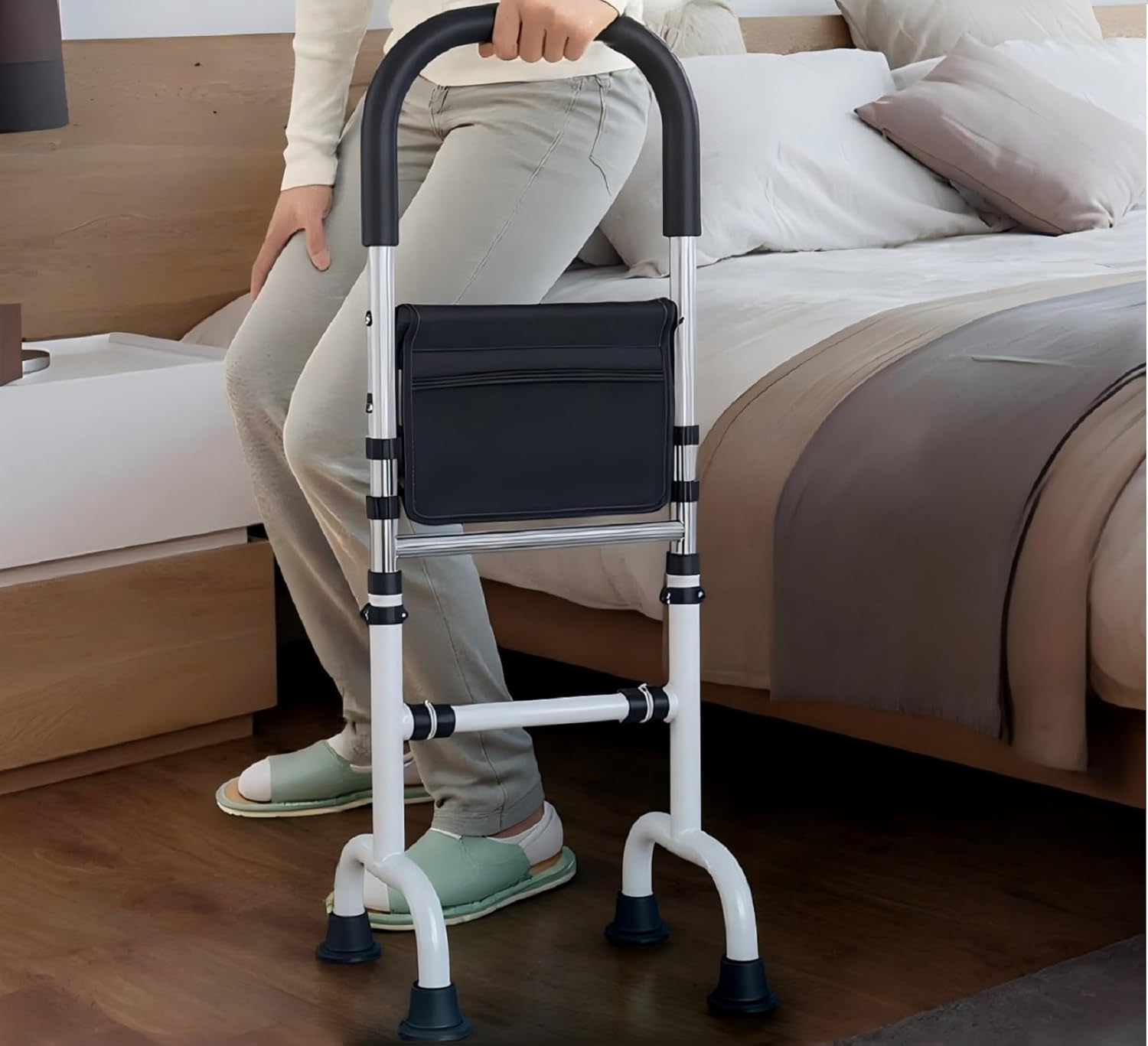 Adjustable Stand Assist Cane with 4-Point Base, 350 lb Capacity, Mobility Aid


