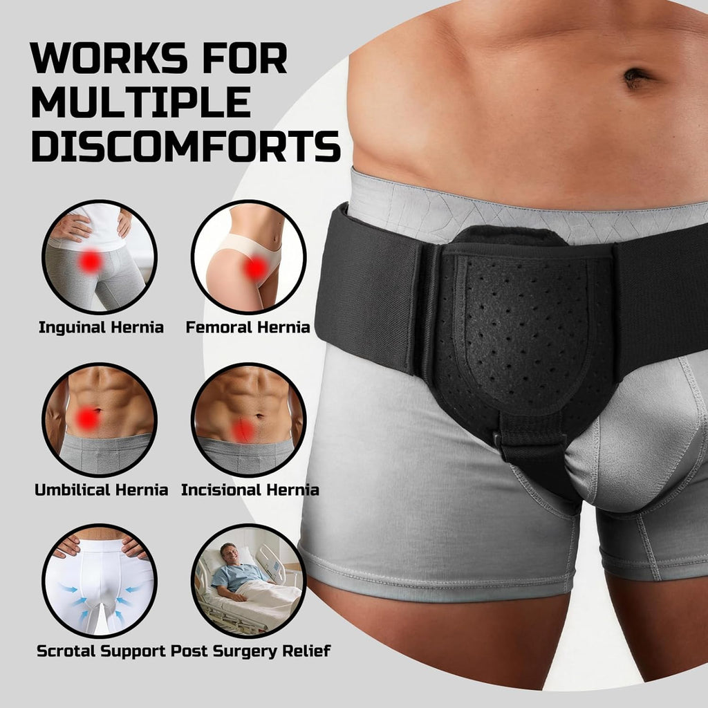 Adjustable Inguinal Hernia Belt for Men & Women, Compression Hernia Support

