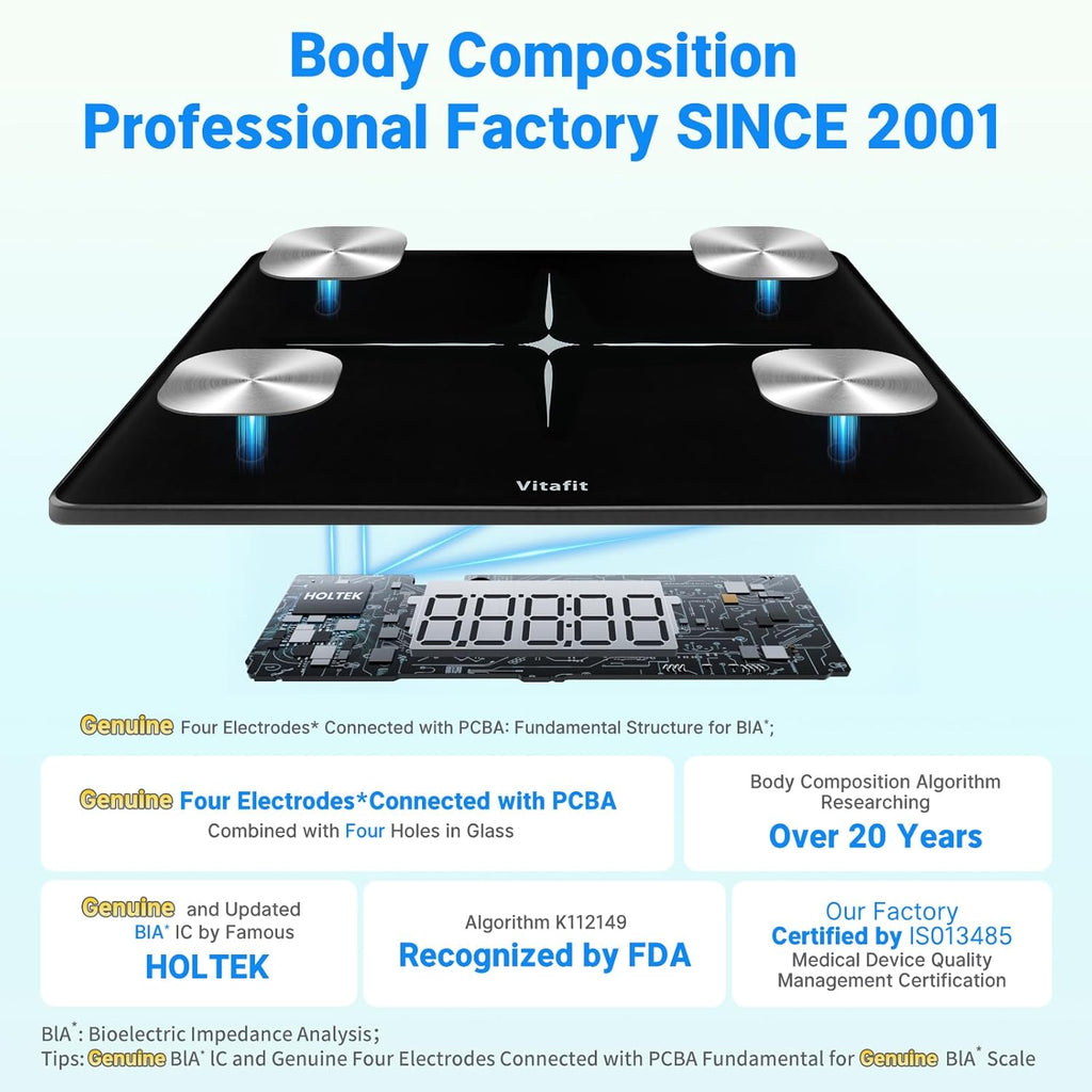 Vitafit Smart Body Composition Scale, 13 Measurements, BIA Fitness Weight Scale

