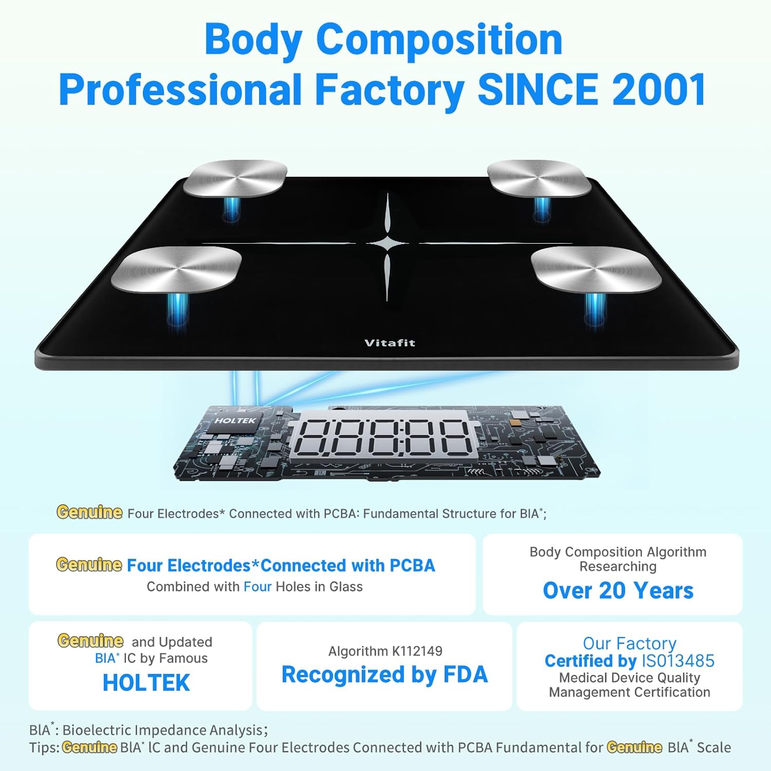 Vitafit Smart Body Composition Scale, 13 Measurements, BIA Fitness Weight Scale

