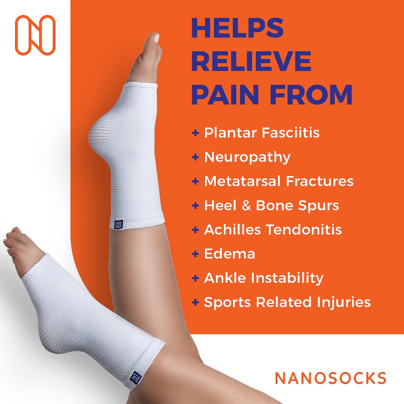 NanoSocks Compression Socks for Women & Men Toeless Ankle Brace Support Sleeve

