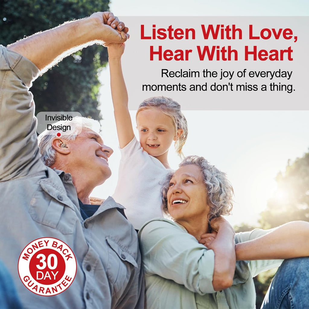 Rechargeable Hearing Aids for Seniors with Charging Case, 48+ Hour Battery & Auto On

