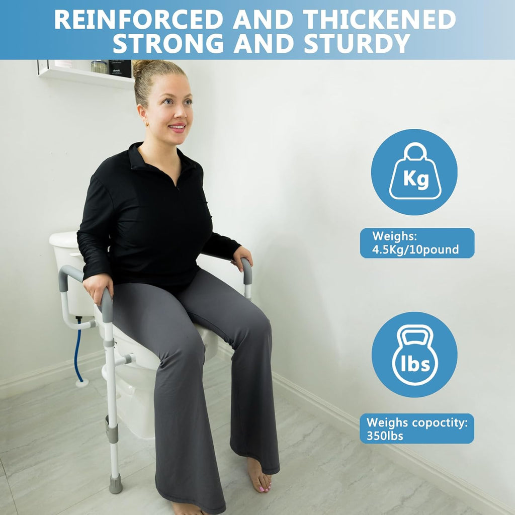 WeHwupe Raised Toilet Seat with Handles and Padded Arms for Elderly Safety

