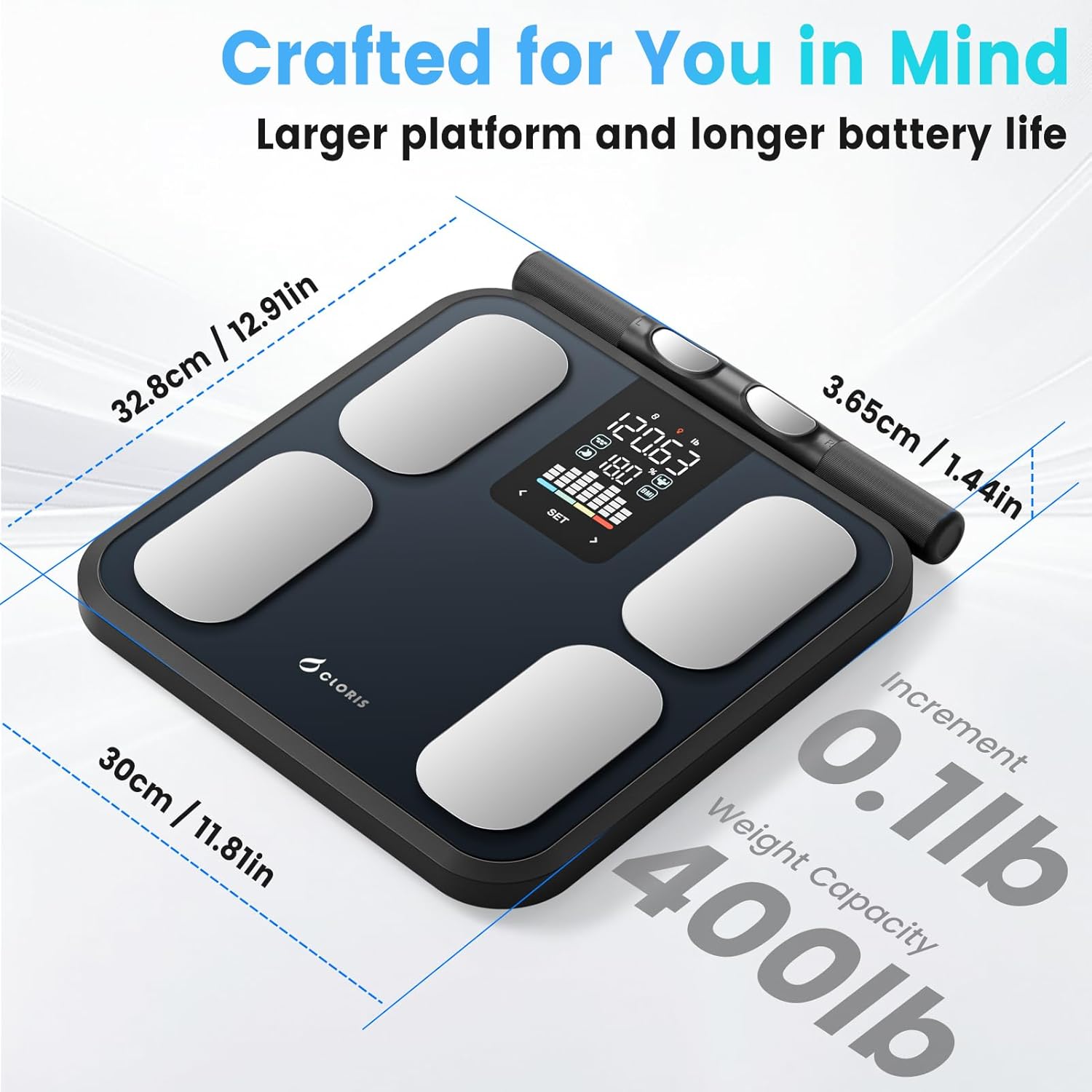 CLORIS Digital Smart Scale 8-Electrode Body Fat BMI Bluetooth App Body Composition

