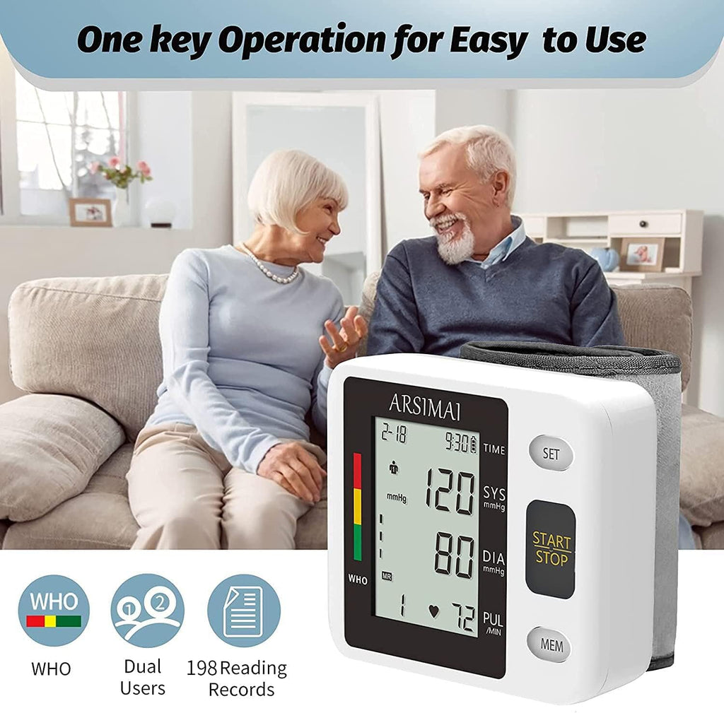 Automatic Wrist Blood Pressure Monitor with Large LCD and Irregular Heartbeat

