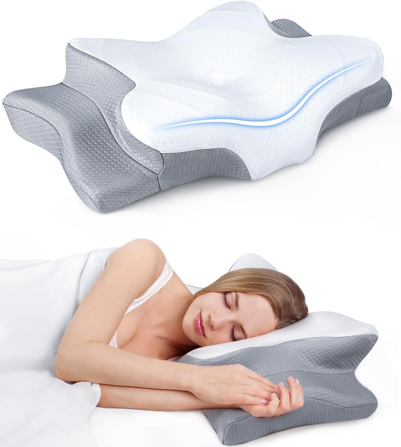 Cozyplayer Cooling Cervical Contour Memory Foam Pillow for Neck Support

