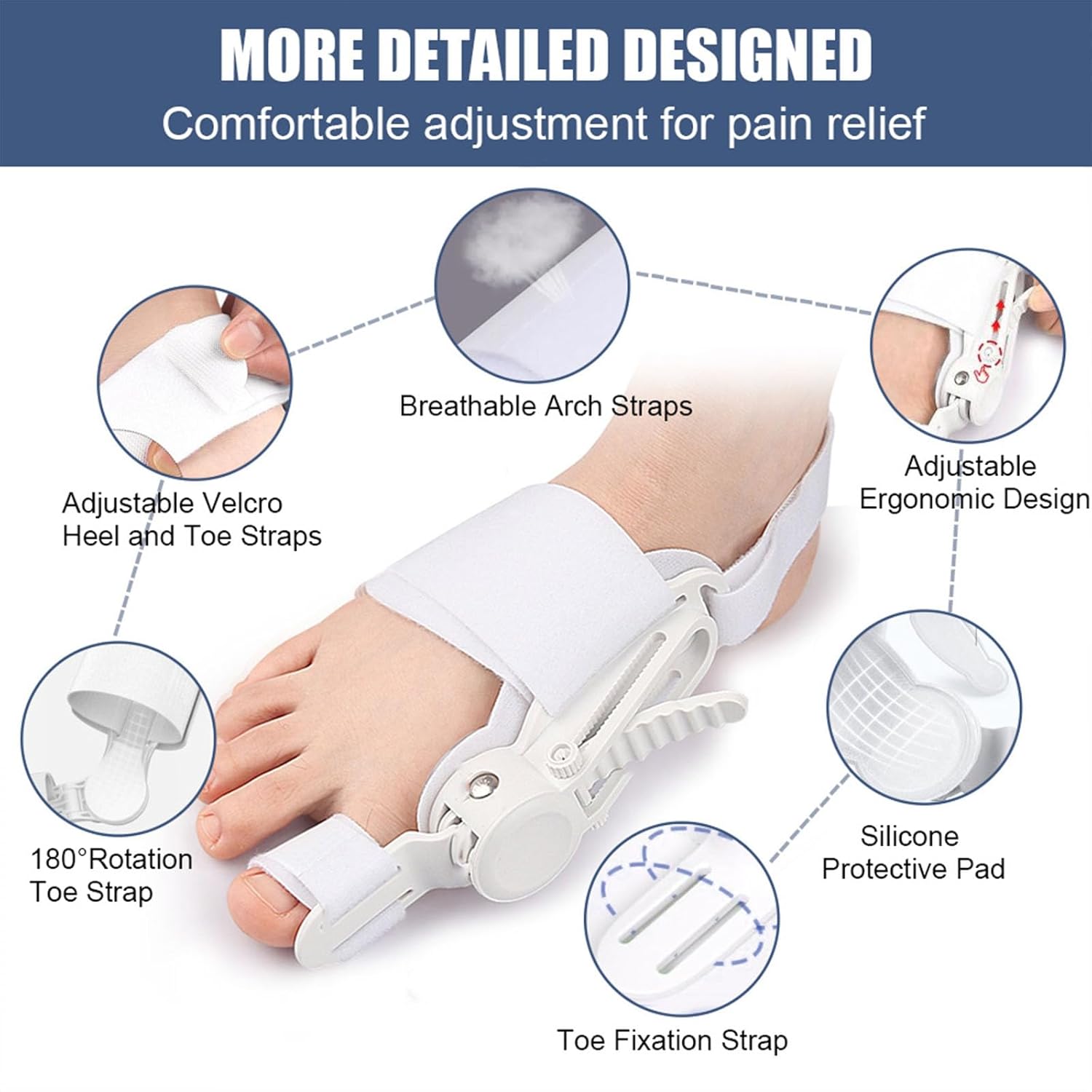 Adjustable Nighttime Bunion Corrector for Hallux Valgus Big Toe Straightener Brace

