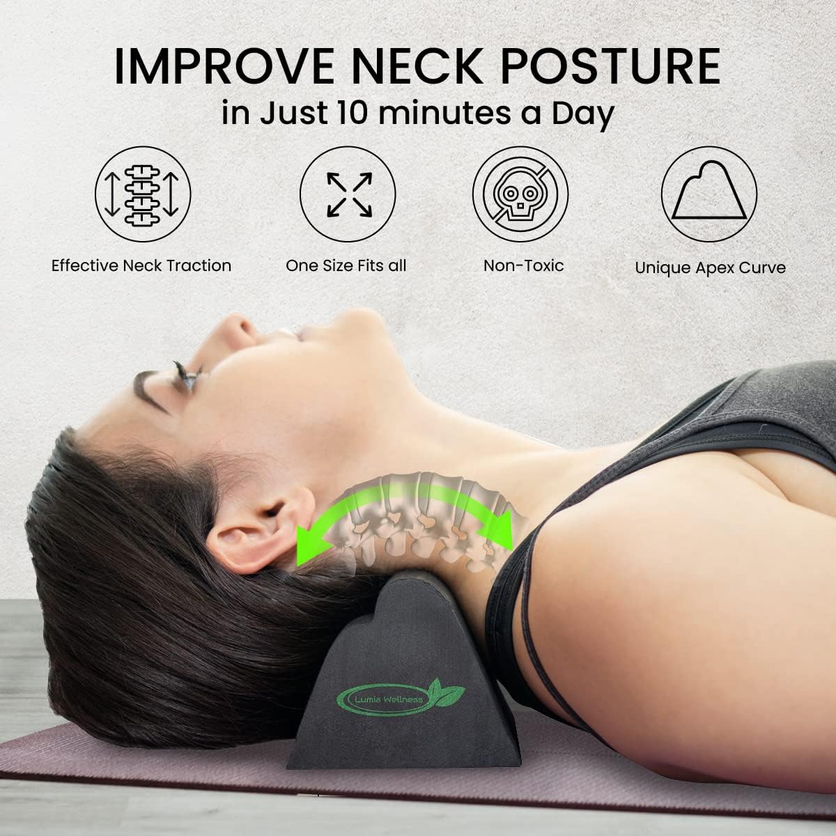 Lumia Wellness Cervical Traction Block, Firm Closed-Cell EVA Neck Stretcher


