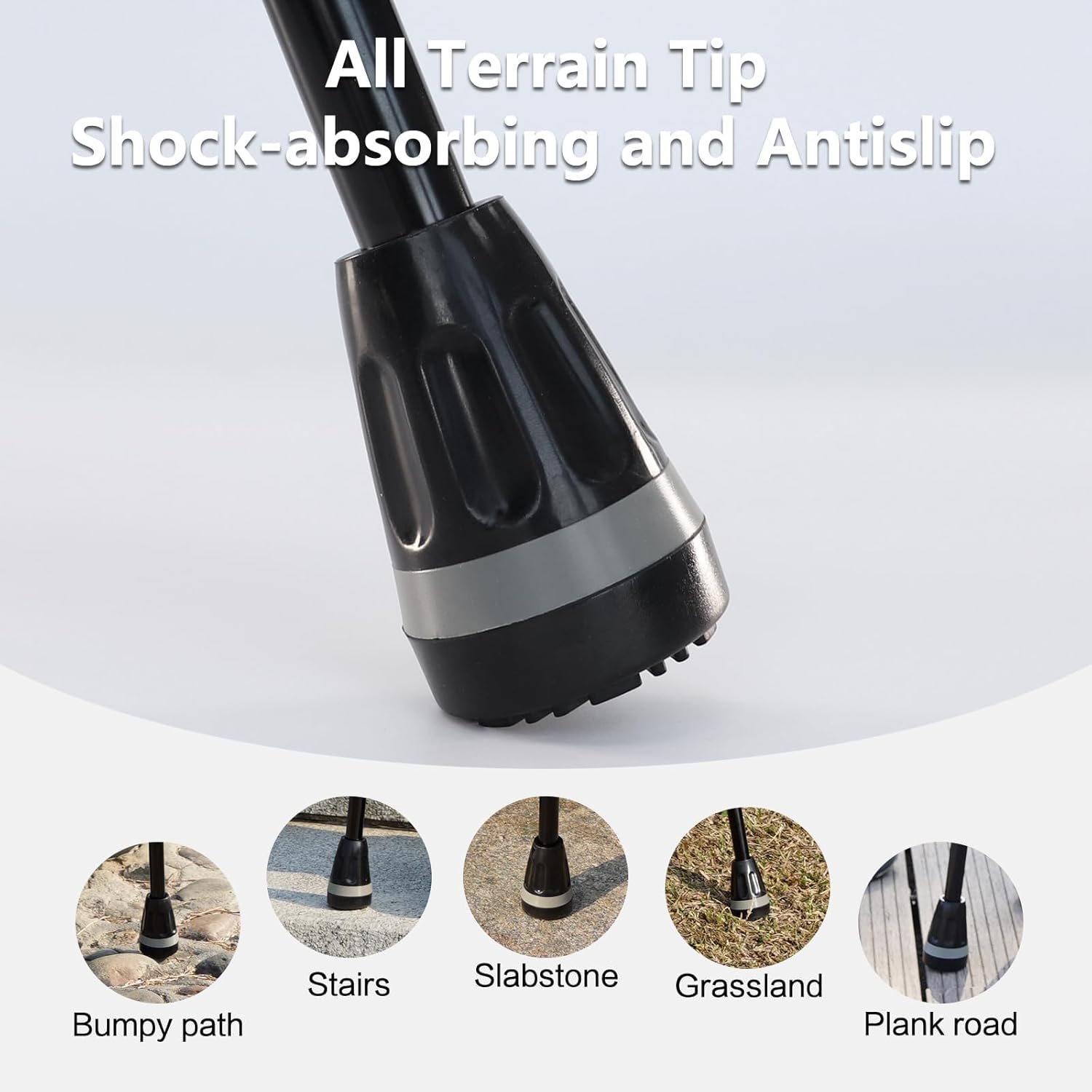 Rehaescort Folding Adjustable Walking Cane with Ergonomic Handle and All-Terrain Tip

