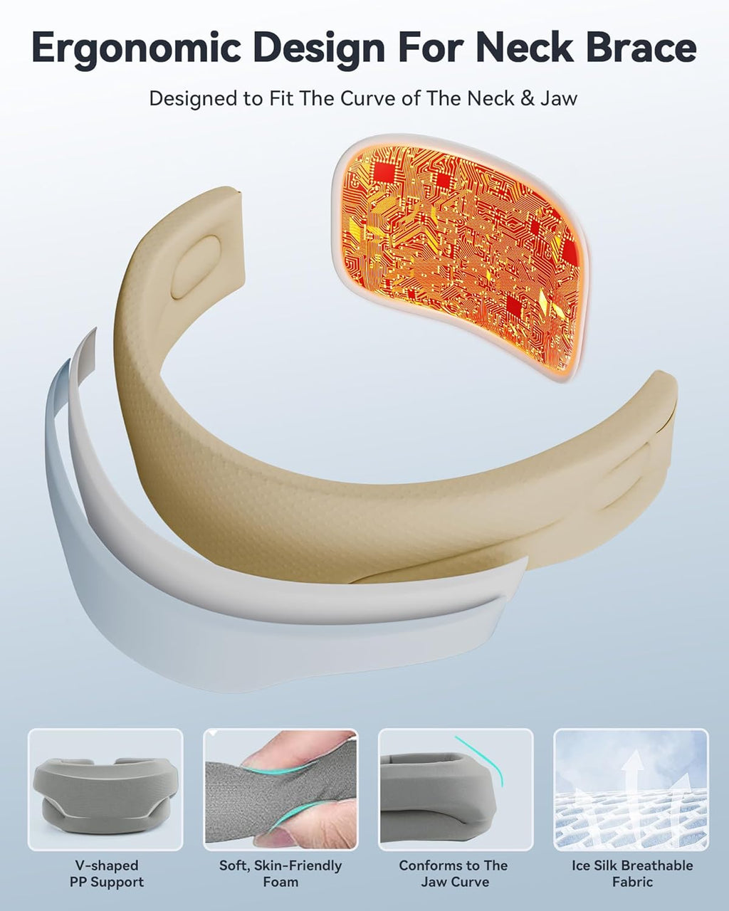 Warming Neck Brace Cervical Collar with Removable Pad and USB Neck Support


