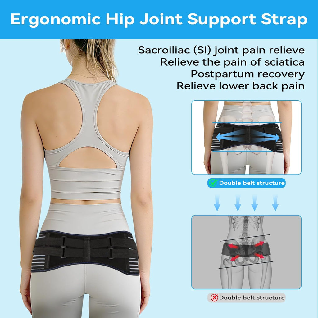 Sacroiliac Hip Belt SI Joint Support Brace for Lower Back Pain Relief, Adjustable

