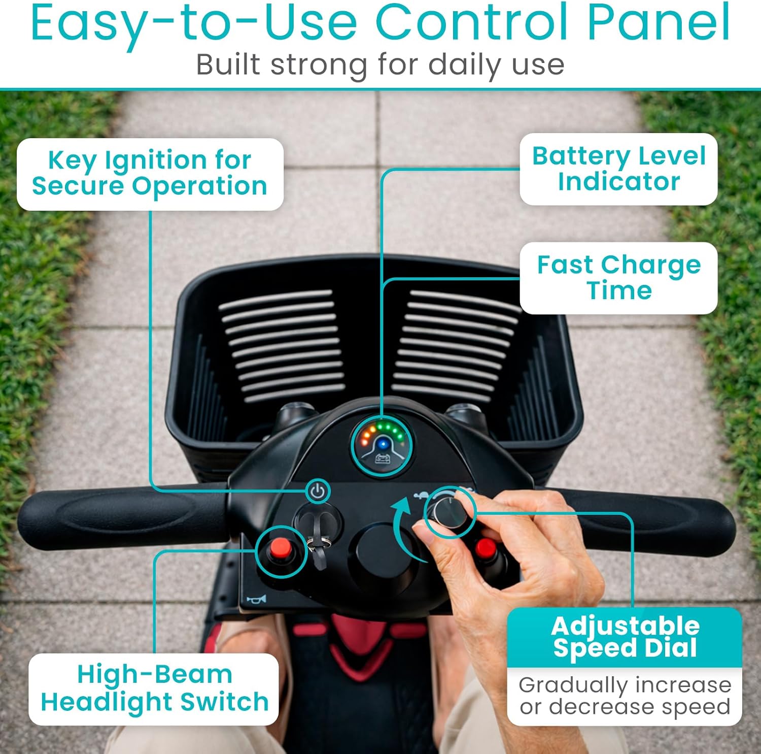 Vive 4-Wheel Electric Mobility Scooter, Compact Travel Powered Wheelchair

