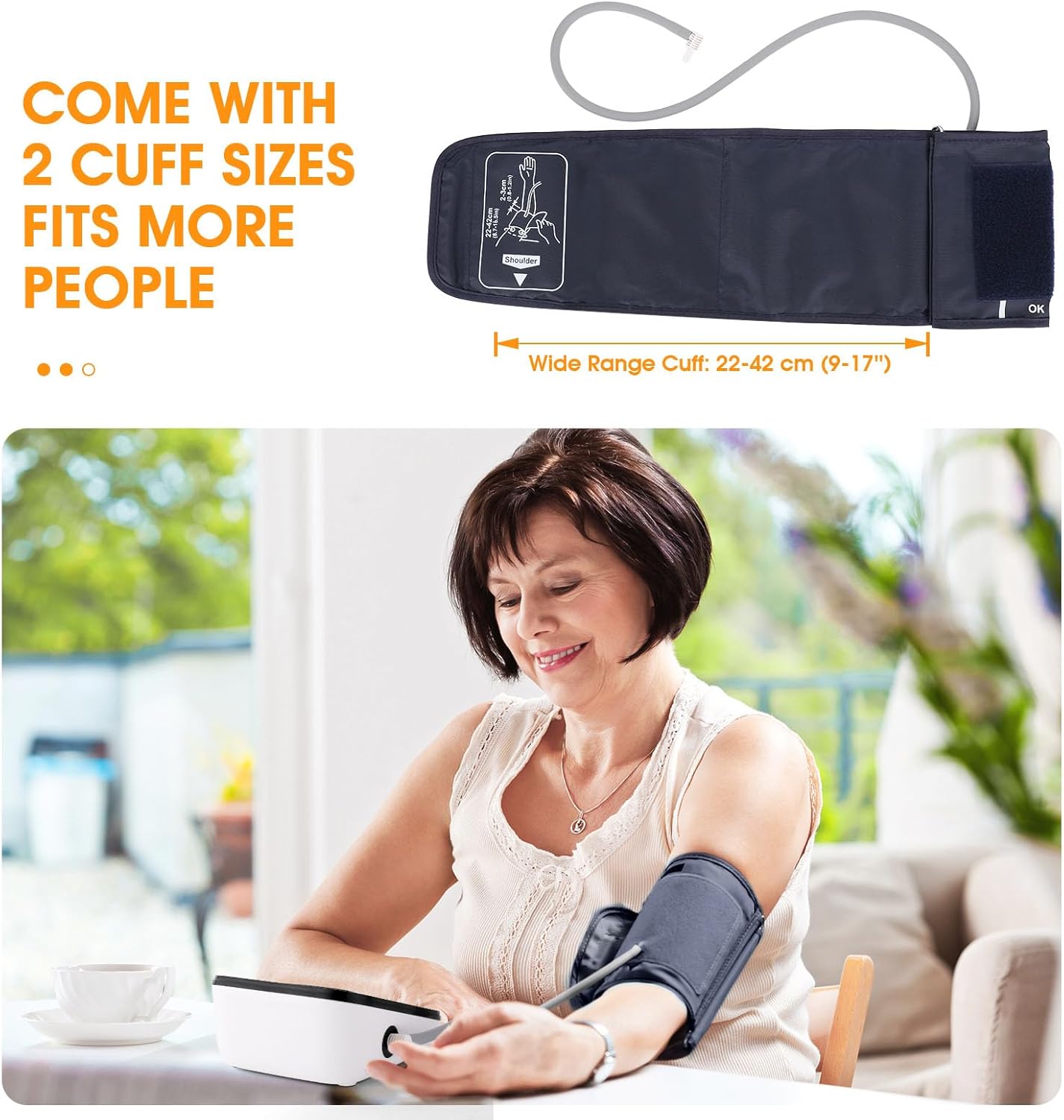 Blood Pressure Monitor Automatic Upper Arm, Large Backlit LCD, Adjustable Cuff

