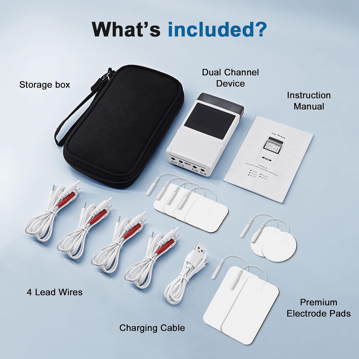 TENS EMS Muscle Stimulator 4-in-1 4-Channel 60 Modes with Color Display

