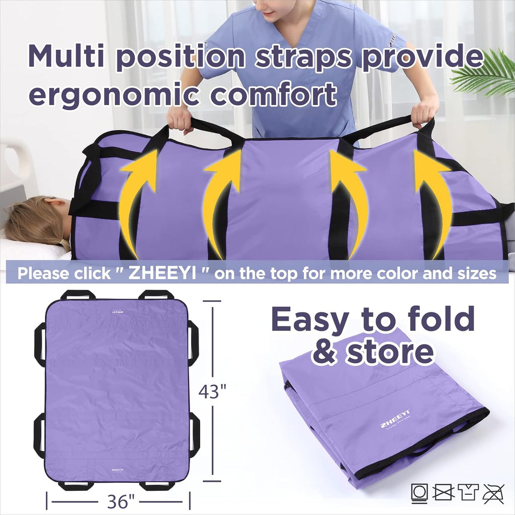 ZHEEYI Positioning Bed Pad with Reinforced Handles, Patient Transfer Sheet 43x36 in

