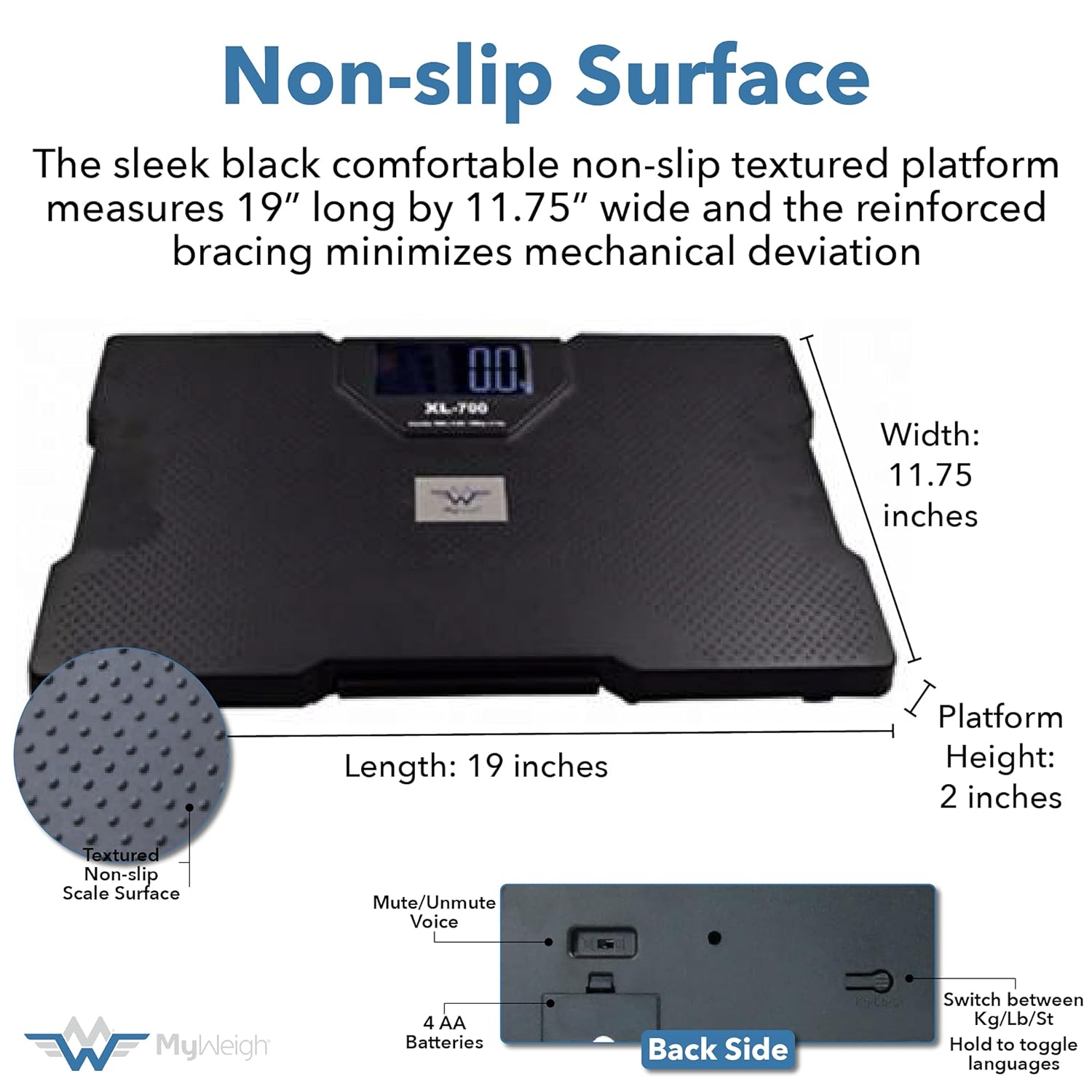 My Weigh XL-700 Talking Bathroom Scale, 700 lb (320 kg)

