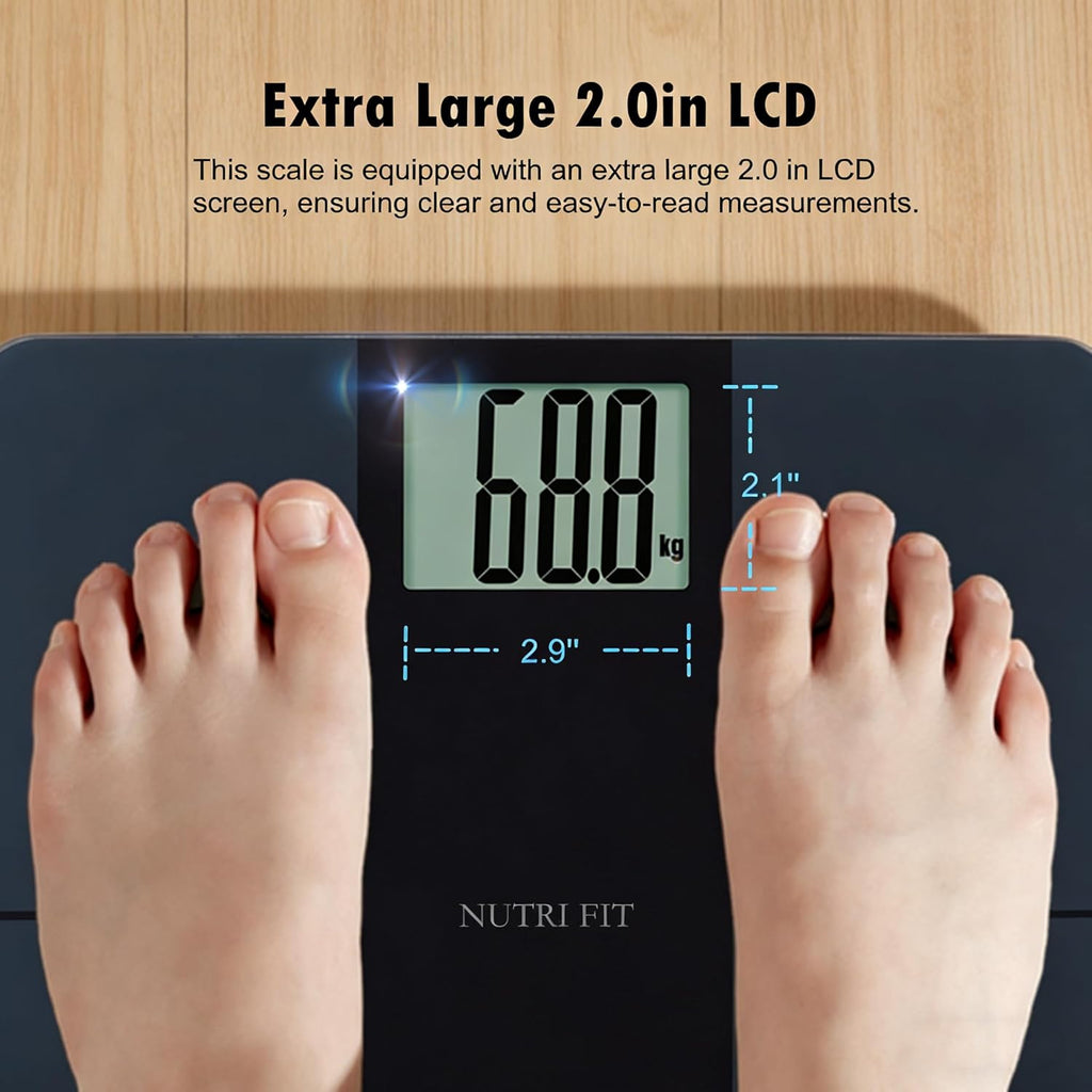 NUTRI FIT Digital Bathroom Scale for Body Weight, 550 lb Capacity, Large Display

