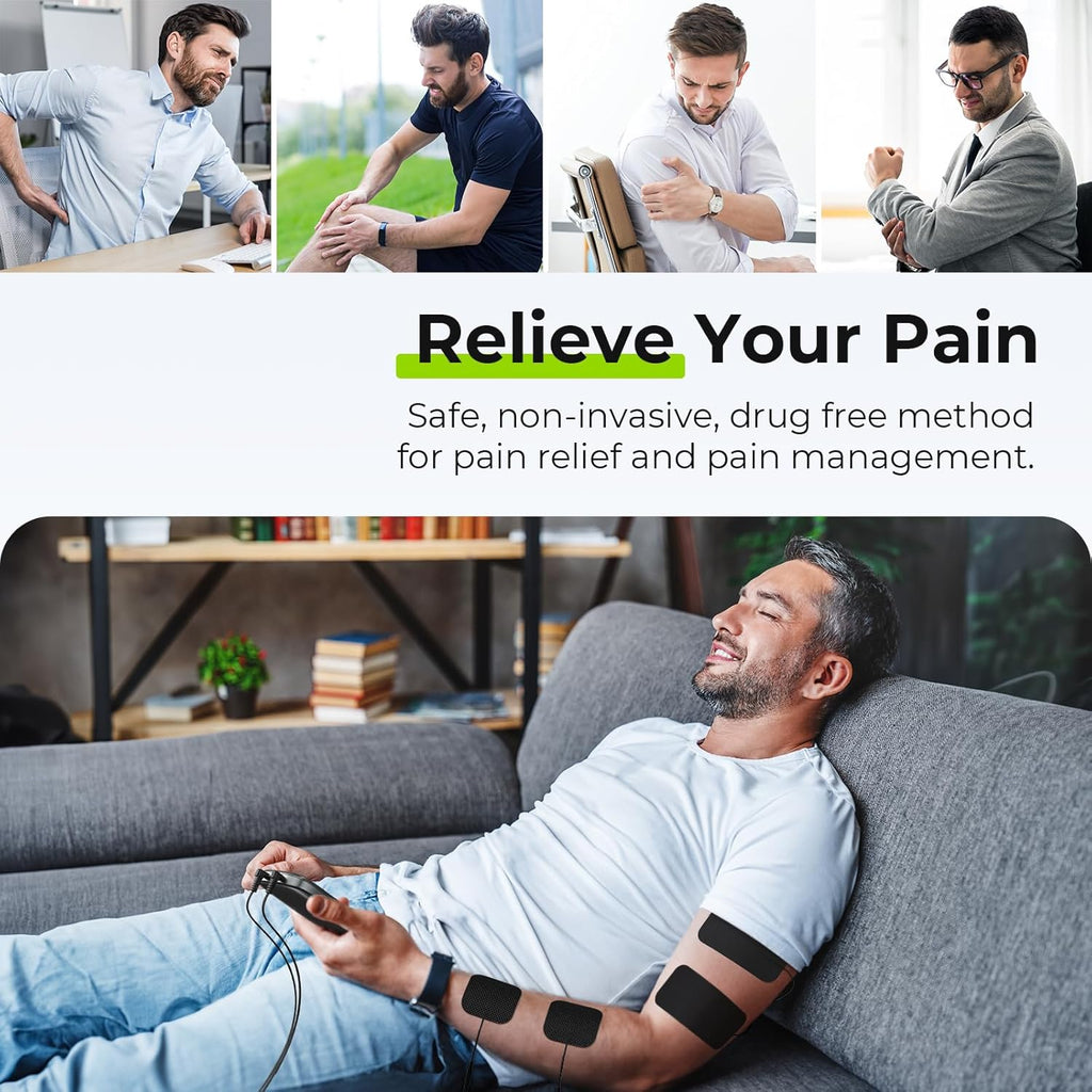 AUVON 3-in-1 TENS EMS Relax Muscle Stimulator for Pain Relief Therapy

