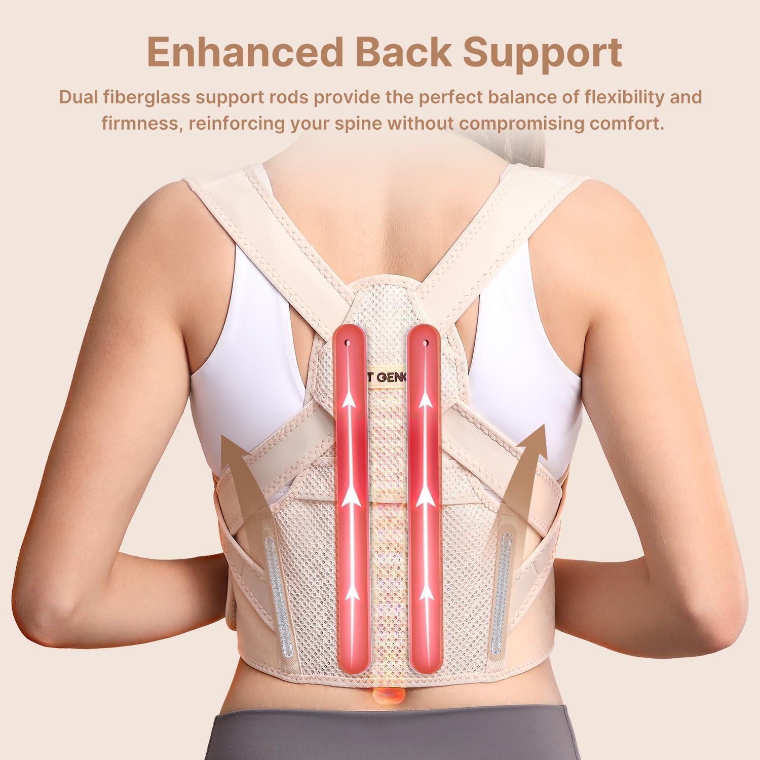 Fit Geno Posture Corrector for Women, Adjustable Upper Back Brace for Neck Support

