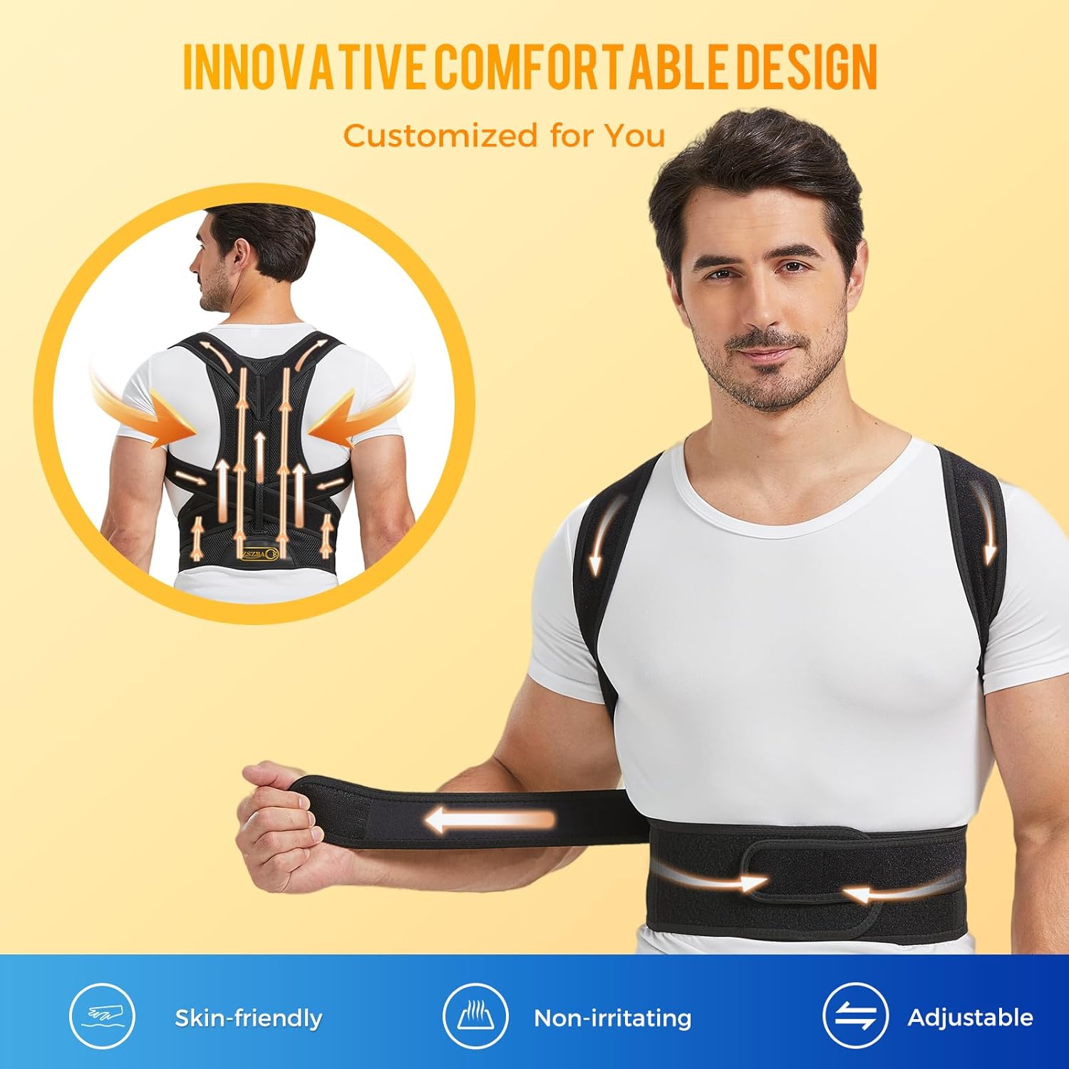 ZSZBACE Adjustable Back Brace Posture Corrector for Men and Women, Breathable

