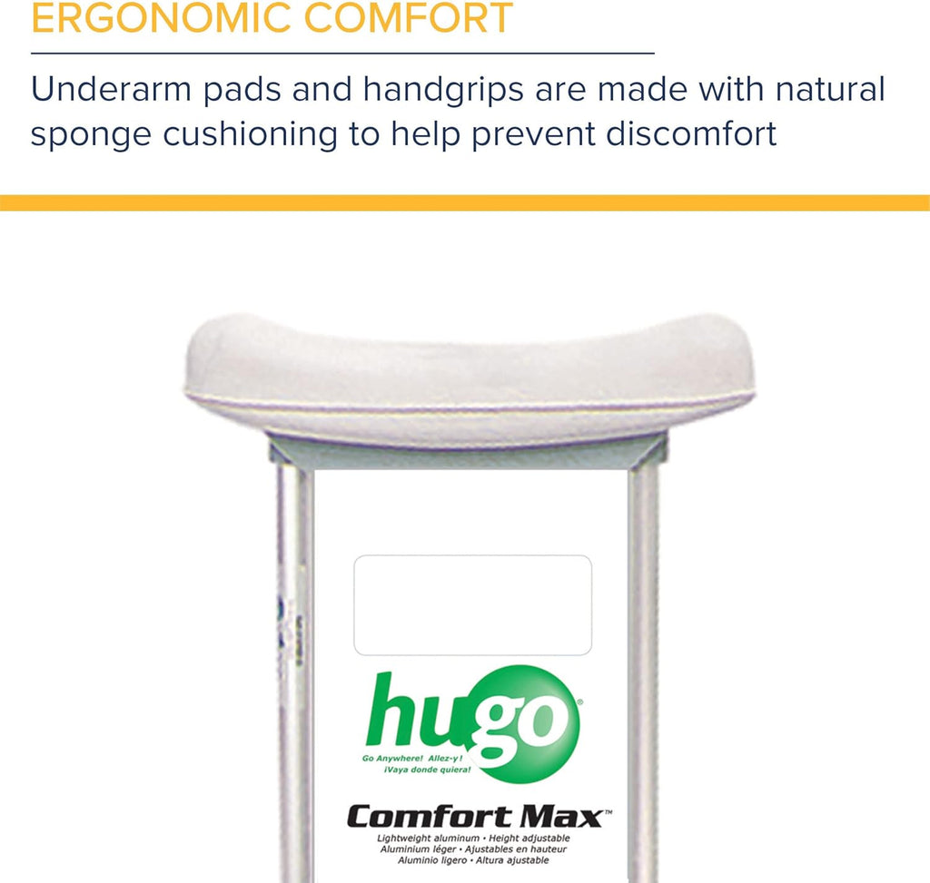 Hugo Mobility Adjustable Crutches for Walking, Lightweight Support with Underarm Pads

