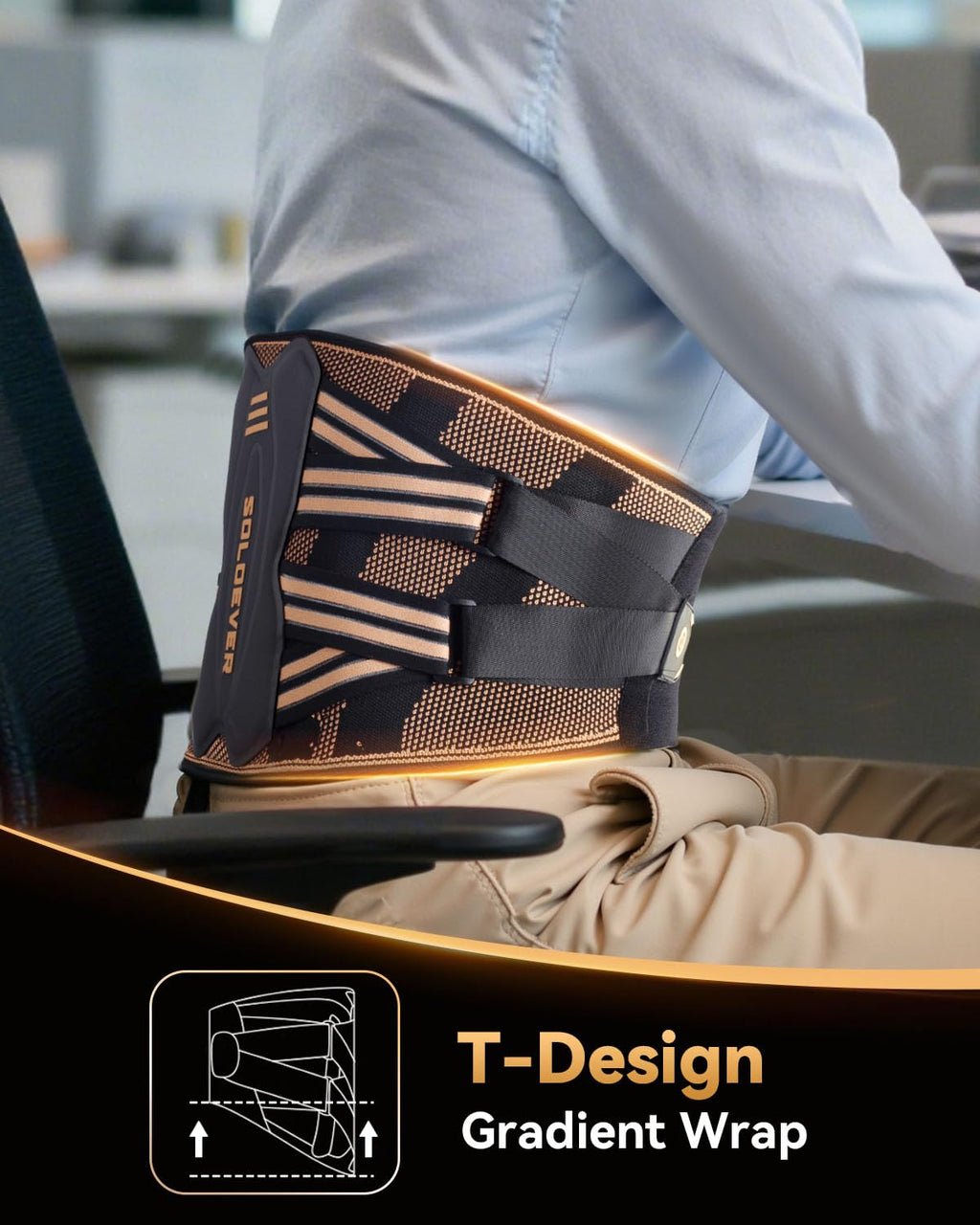 Copper-Infused Lumbar Back Brace for Men and Women, X-Shape Support Belt

