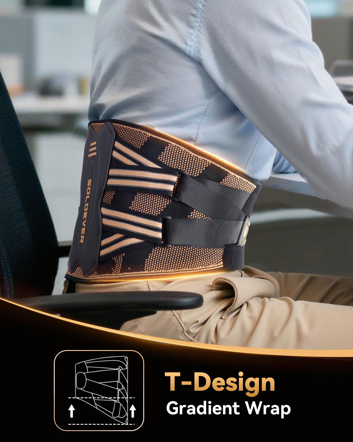 Copper-Infused Lumbar Back Brace for Men and Women, X-Shape Support Belt

