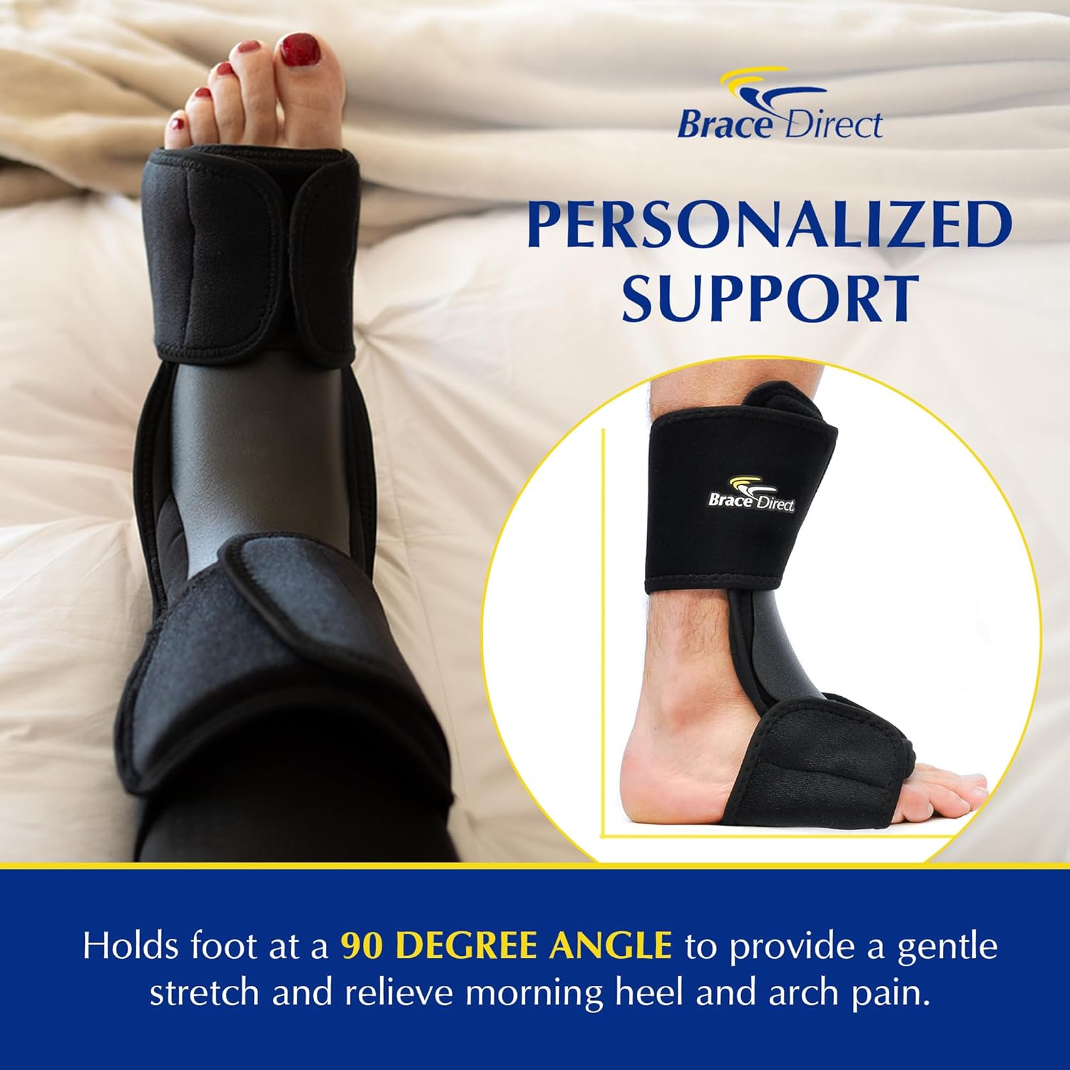 Brace Direct Dorsal Night Splint for Plantar Fasciitis, Achilles & Drop Foot

