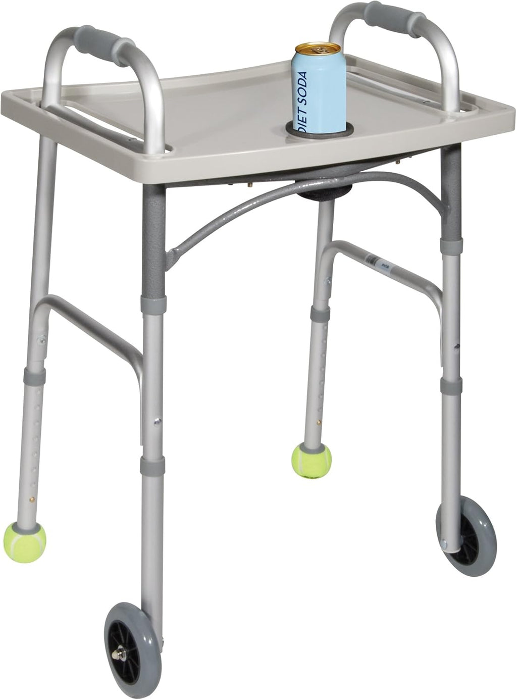 Drive Medical Walker Tray with Cup Holder, Fold-Down Table for Most Walkers, Gray

