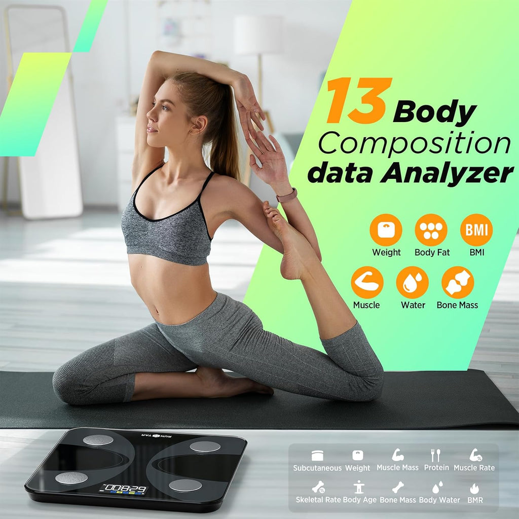 RunSTAR Digital Bathroom Body Composition Smart Scale with Large LCD Display and App

