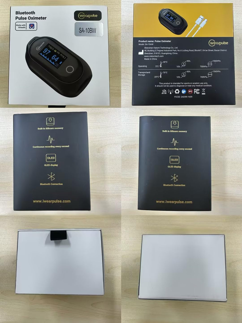 Rechargeable Fingertip Pulse Oximeter with Bluetooth App, SpO2 and Pulse Monitoring

