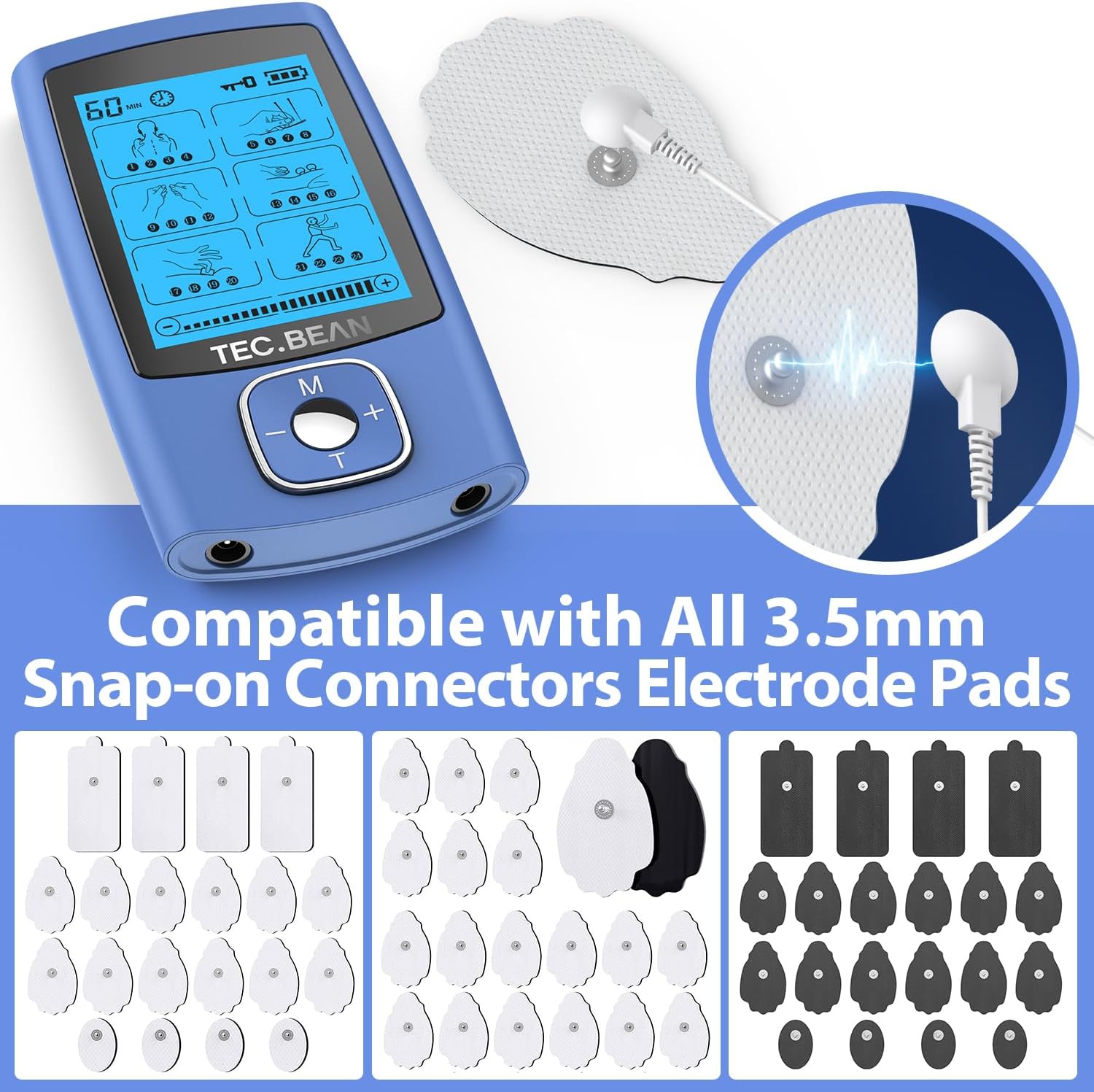 TENS Unit Muscle Stimulator, Rechargeable EMS Massager with 8 Electrode Pads

