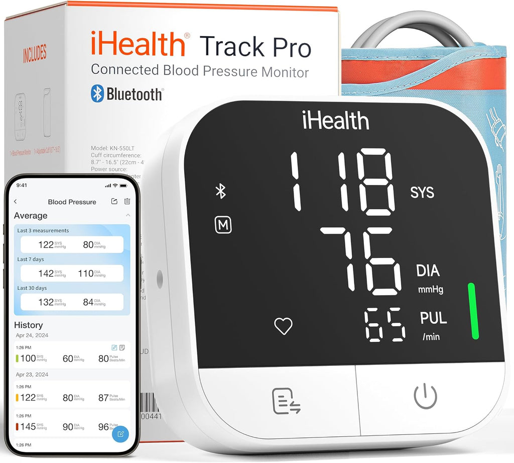 iHealth Track Pro Upper Arm Blood Pressure Monitor with Full-View LED Screen

