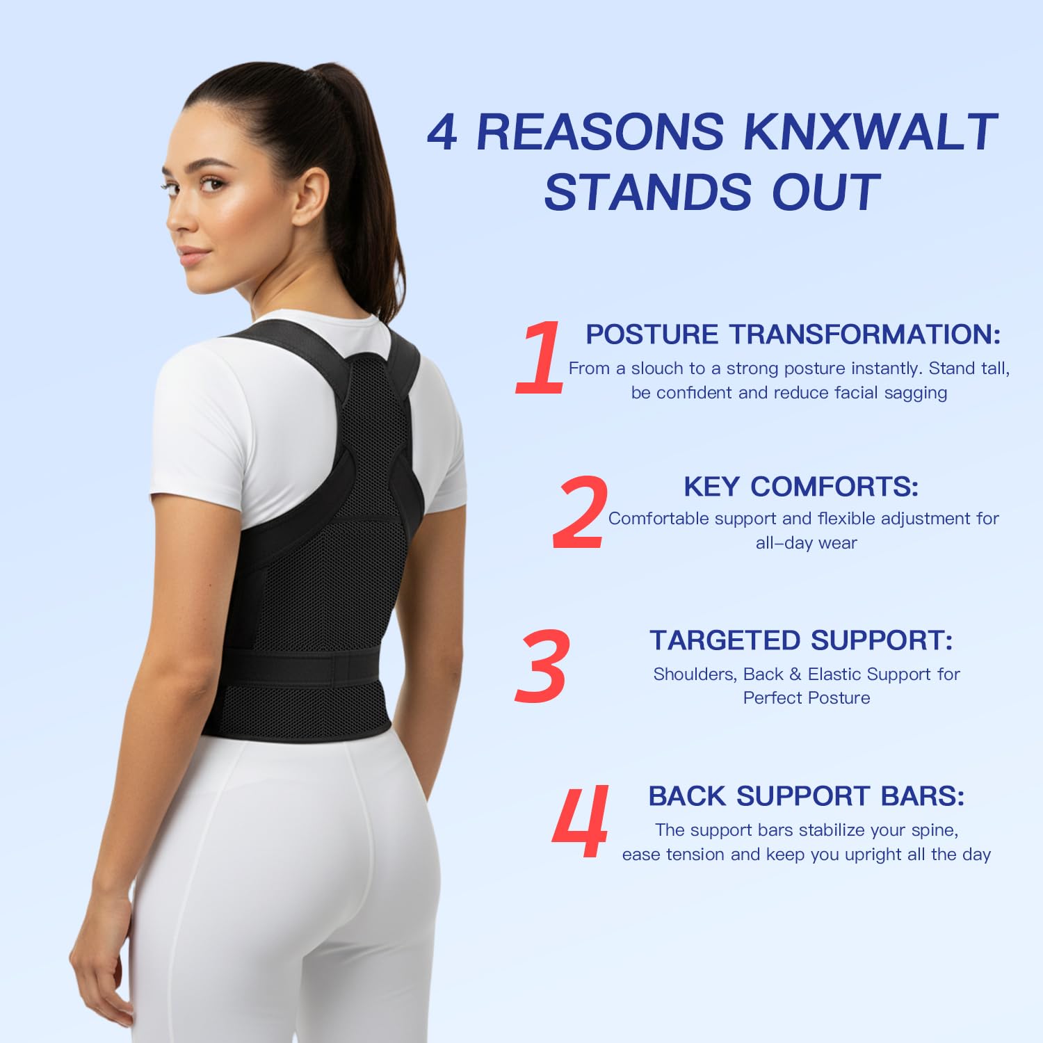 Posture Corrector for Men and Women Back Brace Straightener Adjustable Support Mesh

