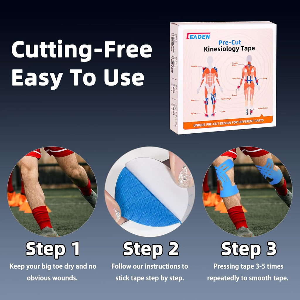 IEADEN Precut Kinesiology Tape for Knees, Knee Support and Stability, Waterproof

