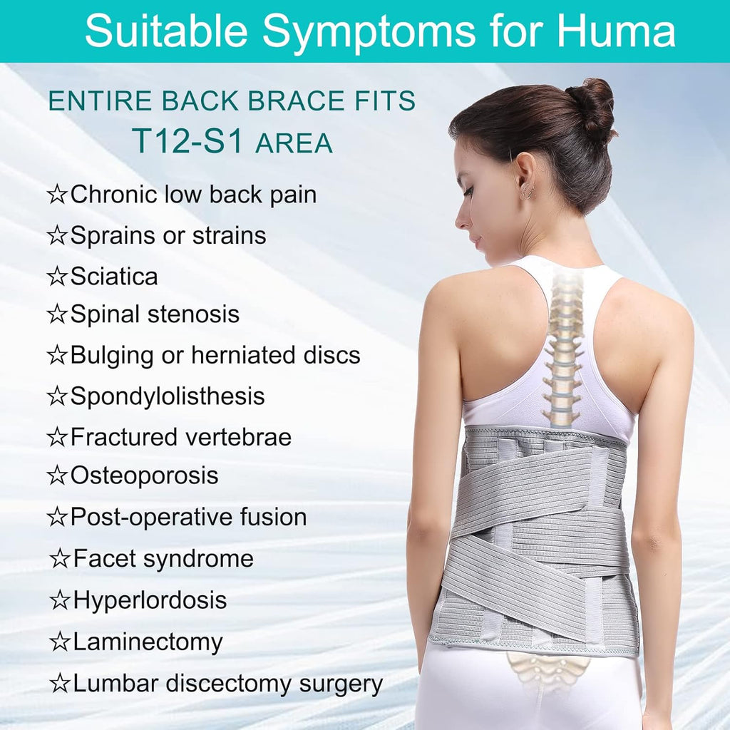 Adjustable Lumbar Back Brace Support Belt for Men and Women with Aluminum Inserts

