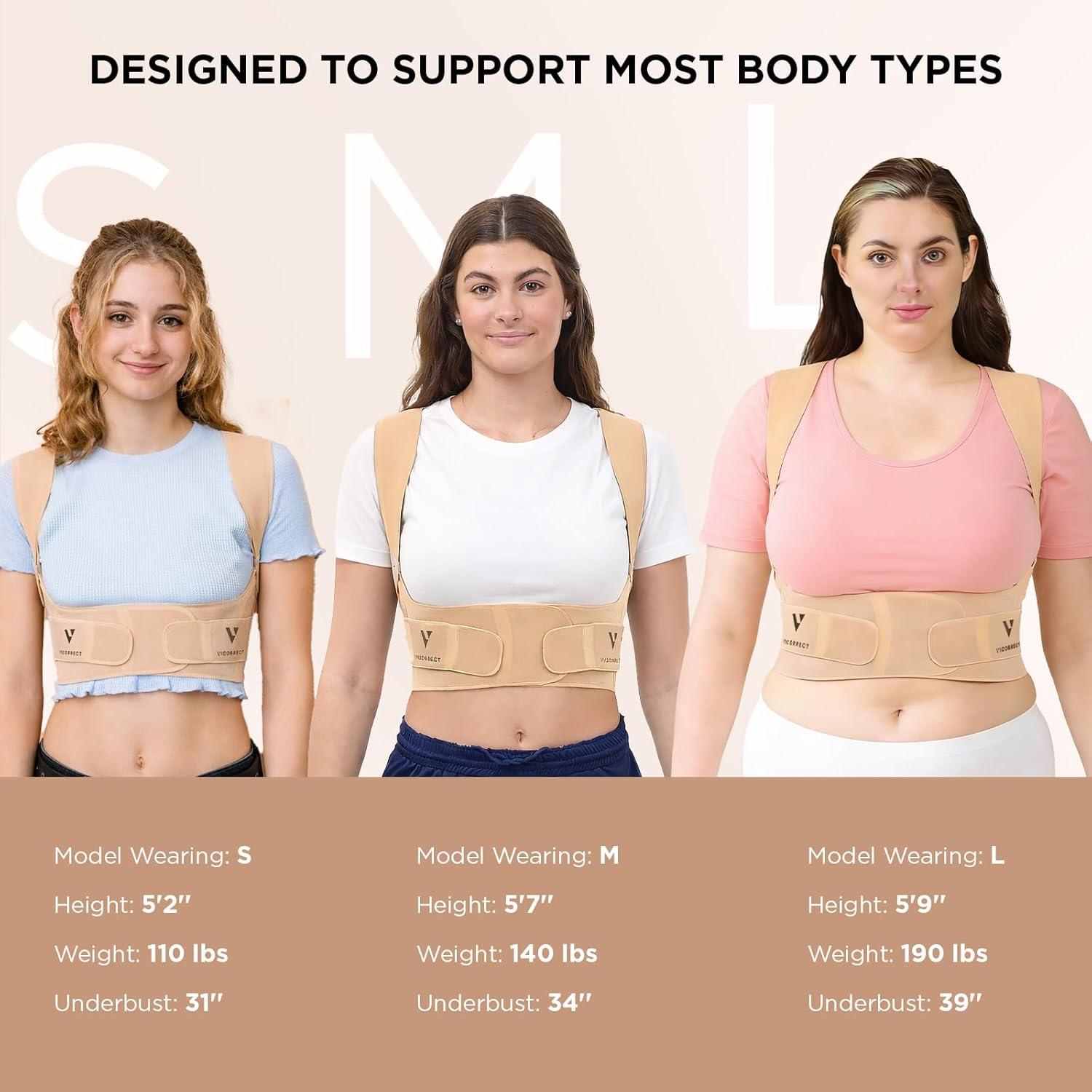 Vicorrect Adjustable Posture Corrector for Women, Upper Back Shoulder Neck Support

