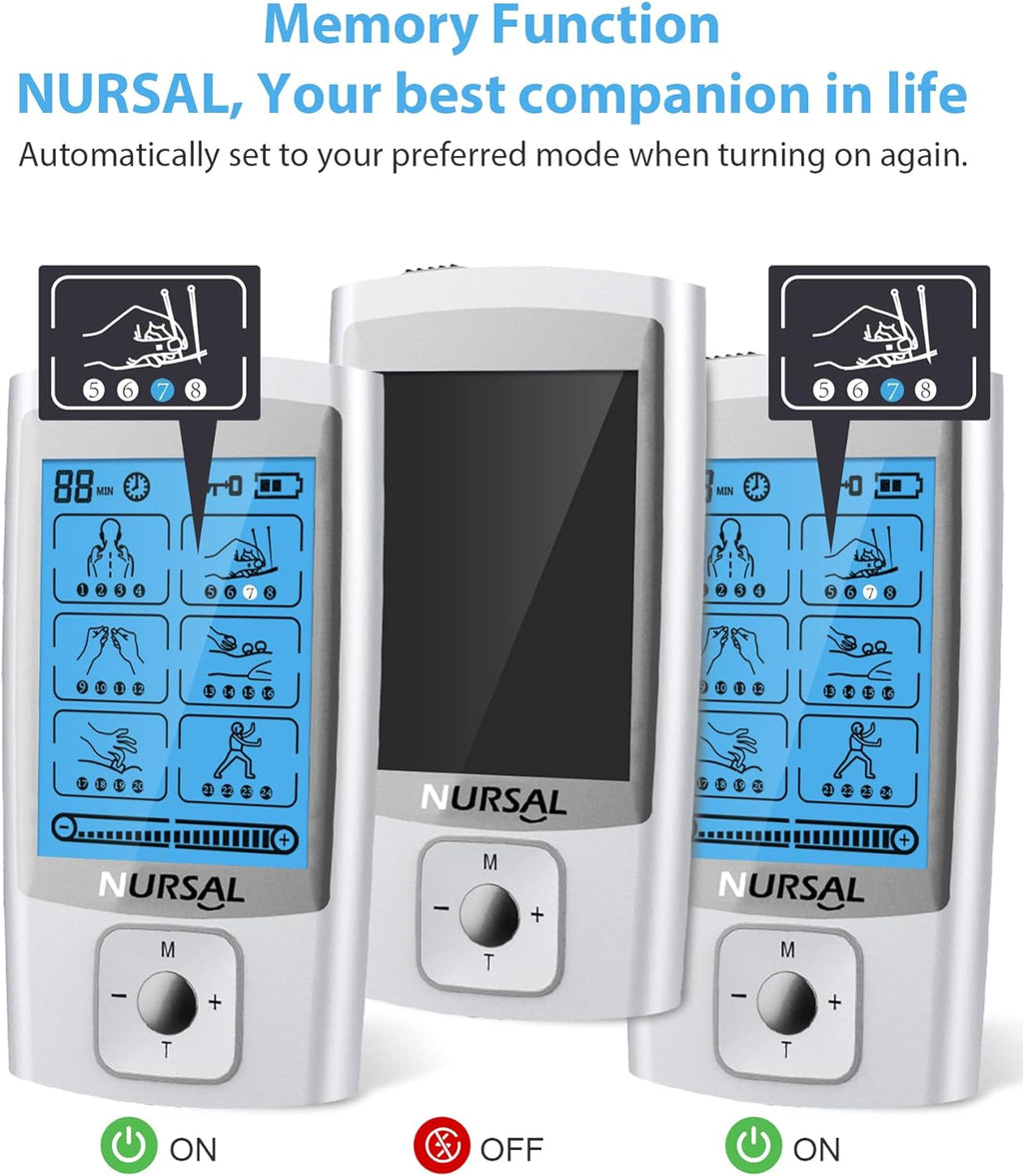 NURSAL 24 Modes TENS EMS Muscle Stimulator Rechargeable Electronic Pulse Massager

