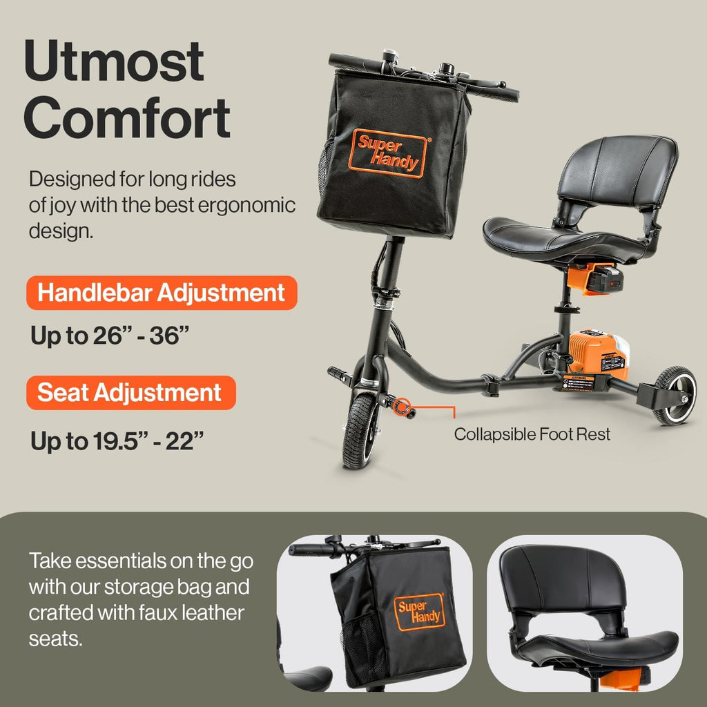 SuperHandy Passport Foldable 3-Wheel Mobility Scooter for Adults, 13 Mile Range

