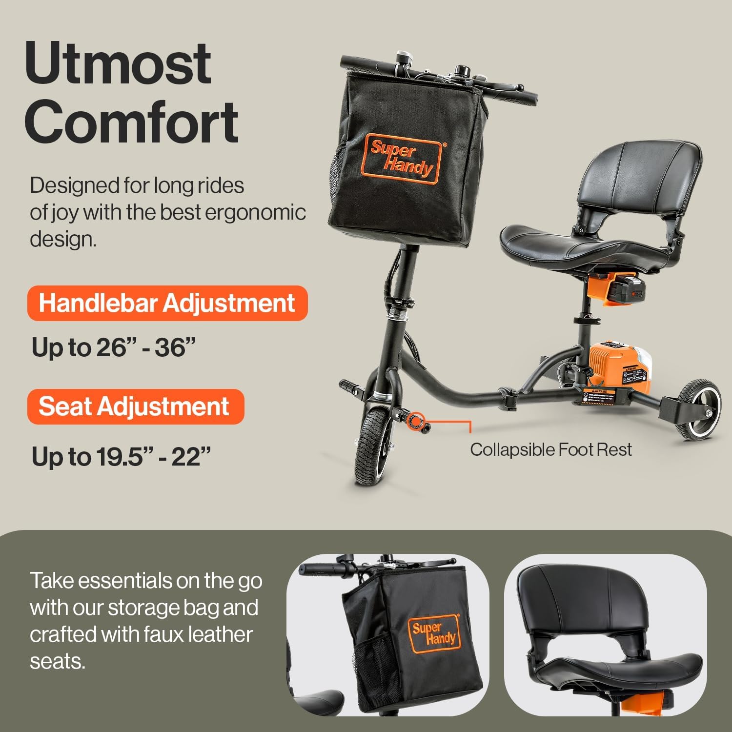 SuperHandy Passport Foldable 3-Wheel Mobility Scooter for Adults, 13 Mile Range

