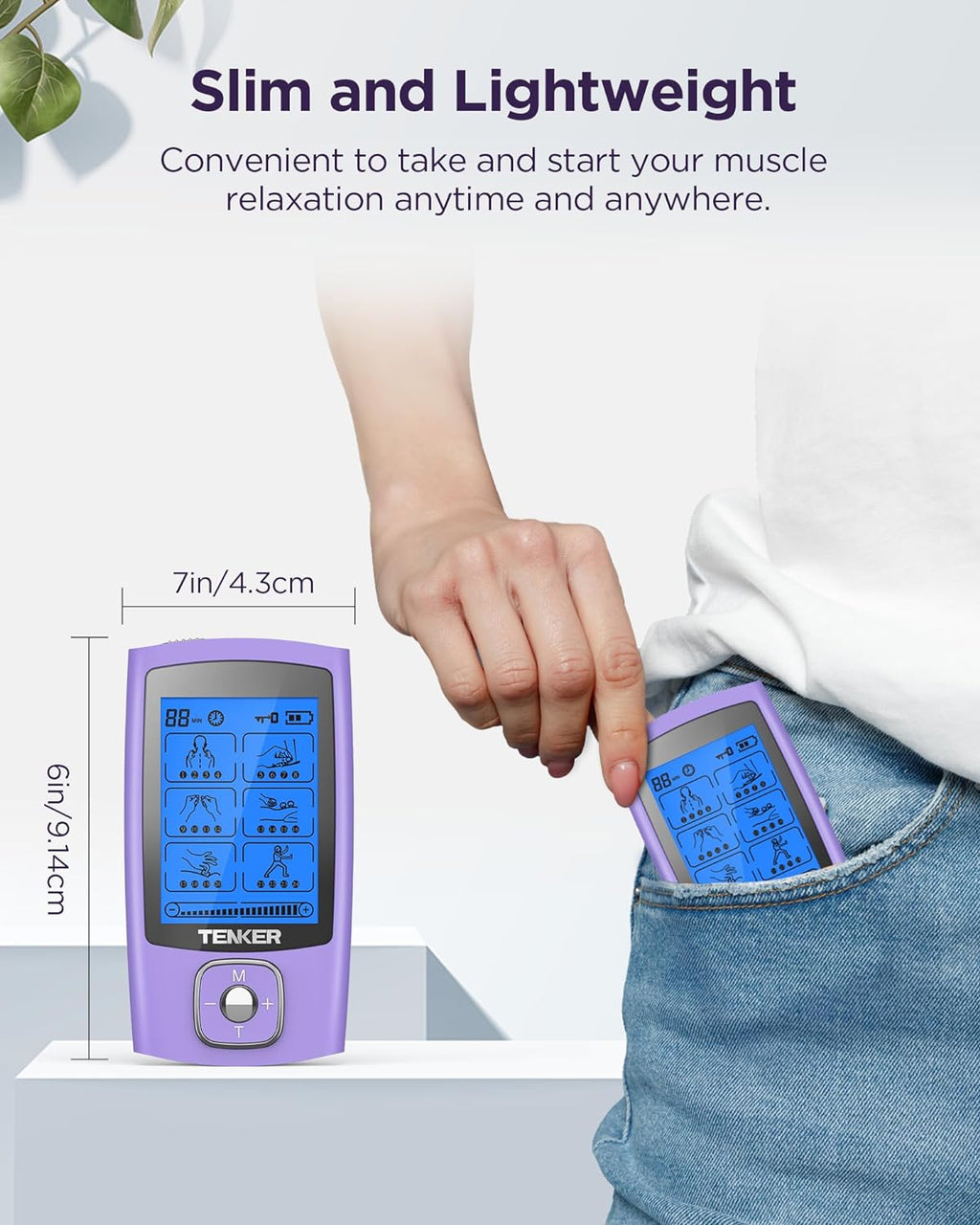 TENKER TENS Unit Muscle Stimulator, 24 Modes Rechargeable Dual Output

