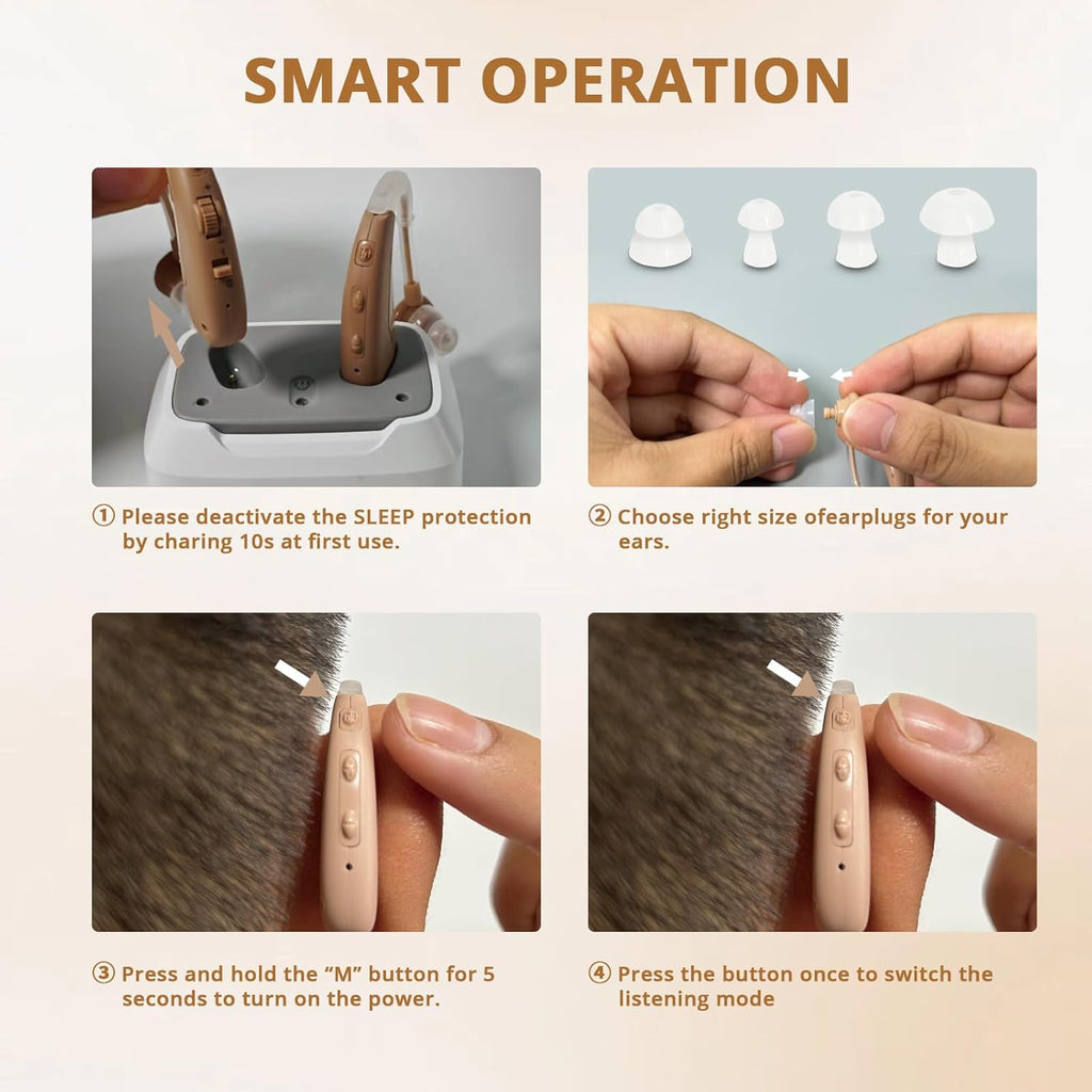 Rechargeable Hearing Aids for Seniors Noise Reduction, 4 Modes, Adjustable Volume

