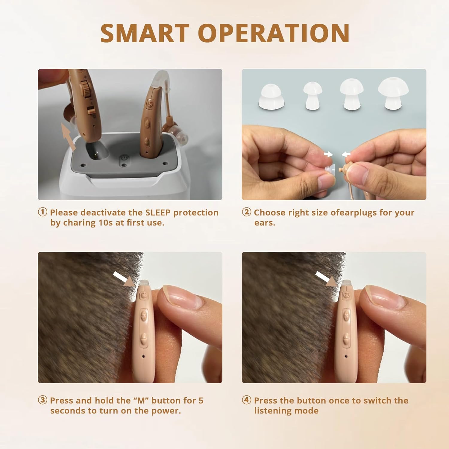 Rechargeable Hearing Aids for Seniors Noise Reduction, 4 Modes, Adjustable Volume

