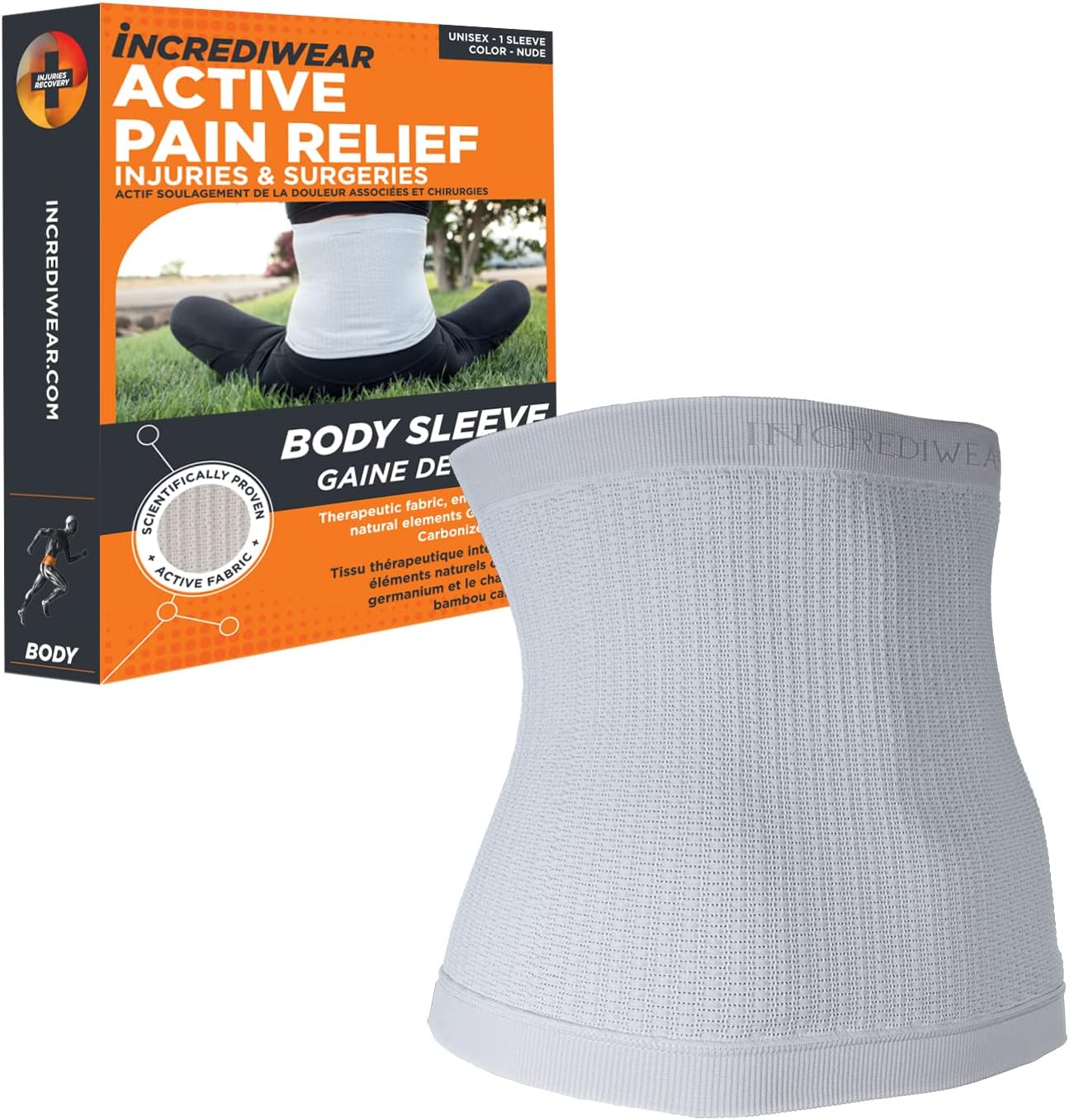Incrediwear Body Sleeve Lumbar Back Support Sleeve for Lower Back Pain Relief

