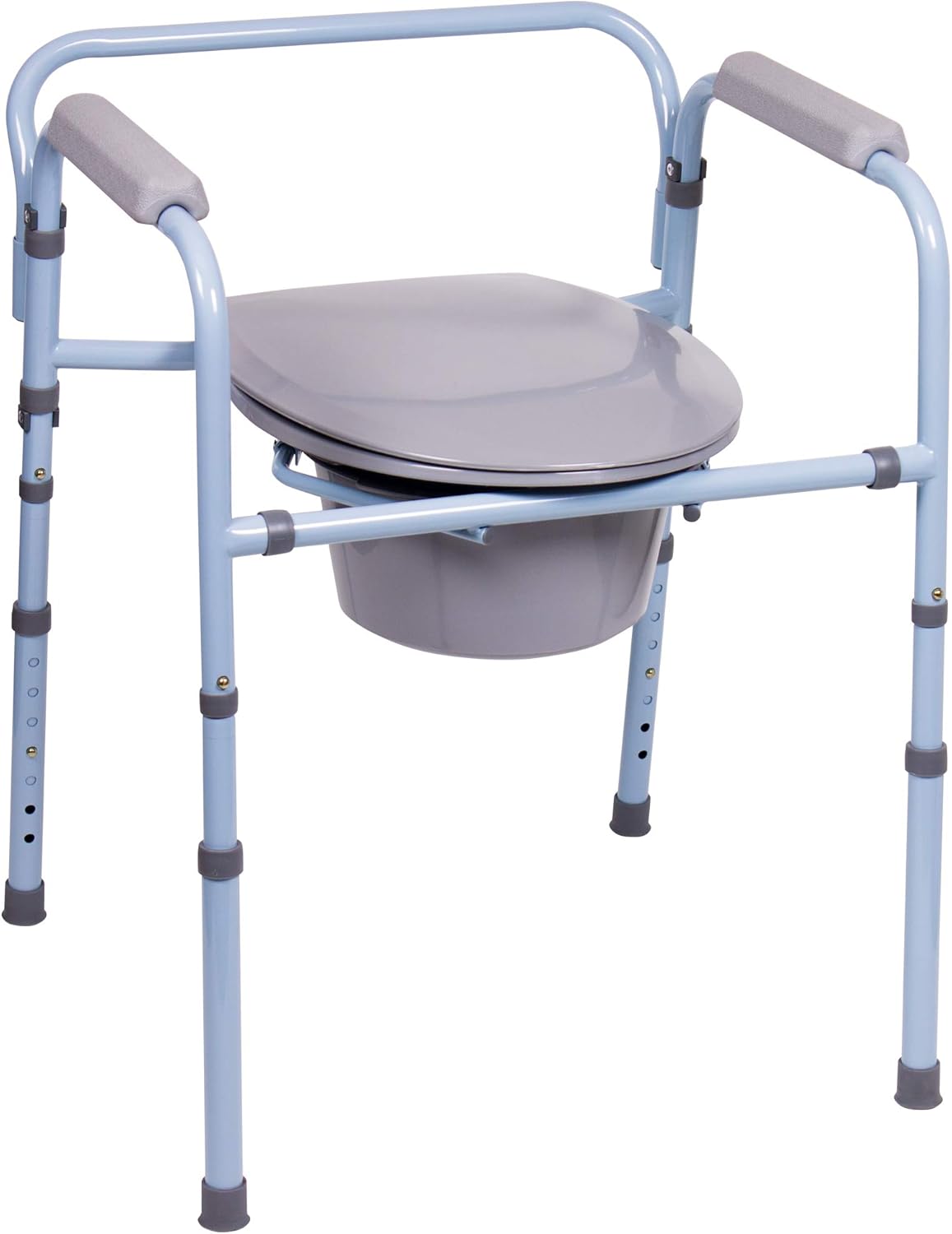 Carex 3-in-1 Folding Bedside Toilet Chair and Raised Toilet Seat, Portable Potty

