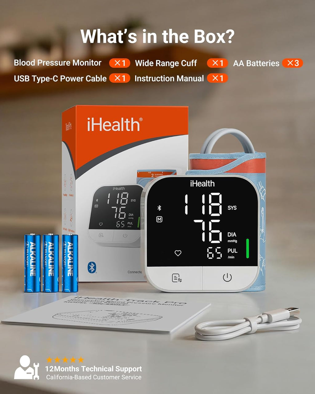 iHealth Track Pro Upper Arm Blood Pressure Monitor with Full-View LED Screen

