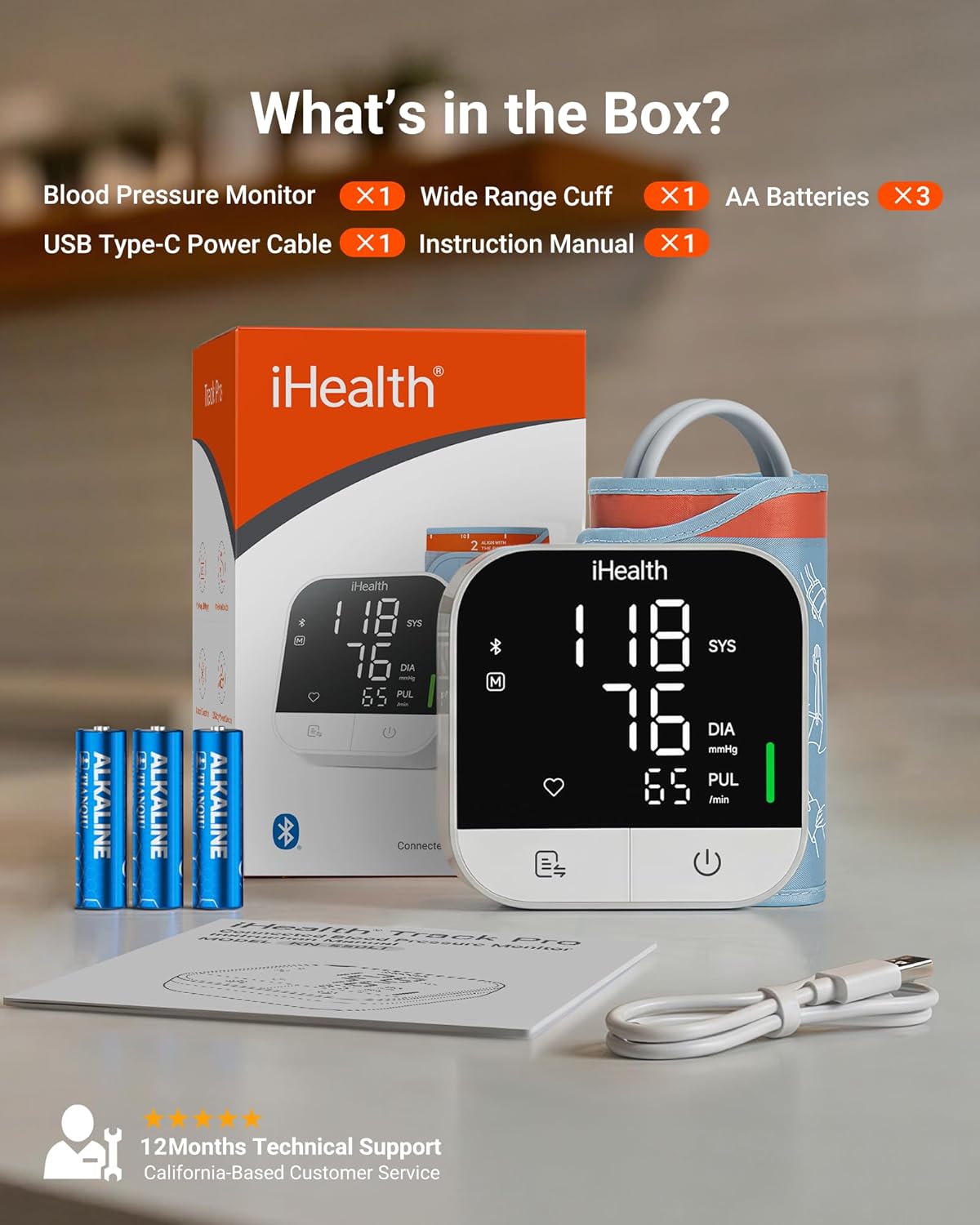 iHealth Track Pro Upper Arm Blood Pressure Monitor with Full-View LED Screen

