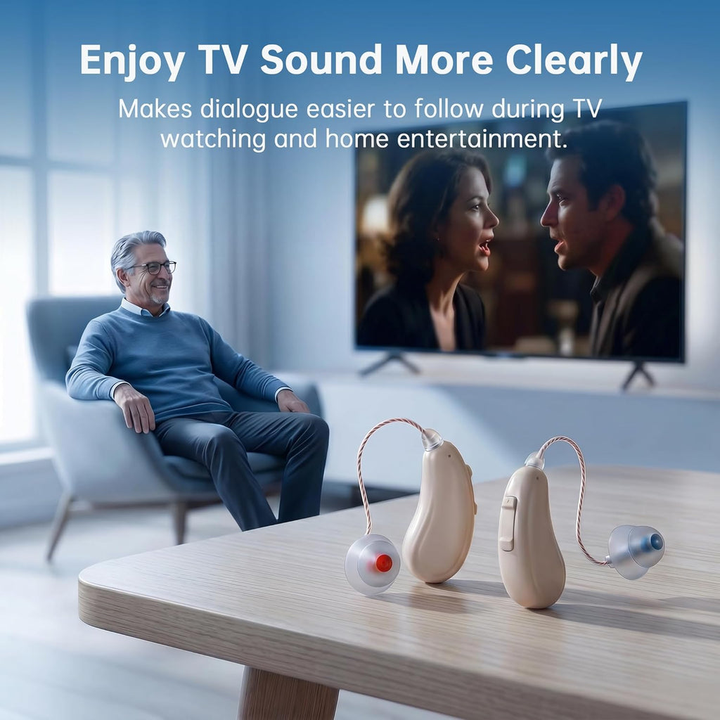 OTC Rechargeable Hearing Aids for Seniors, App Control AI Noise Reduction RIC

