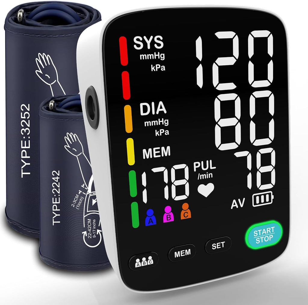 Automatic Upper Arm Blood Pressure Monitor for Home, Triple User, Large LED Screen

