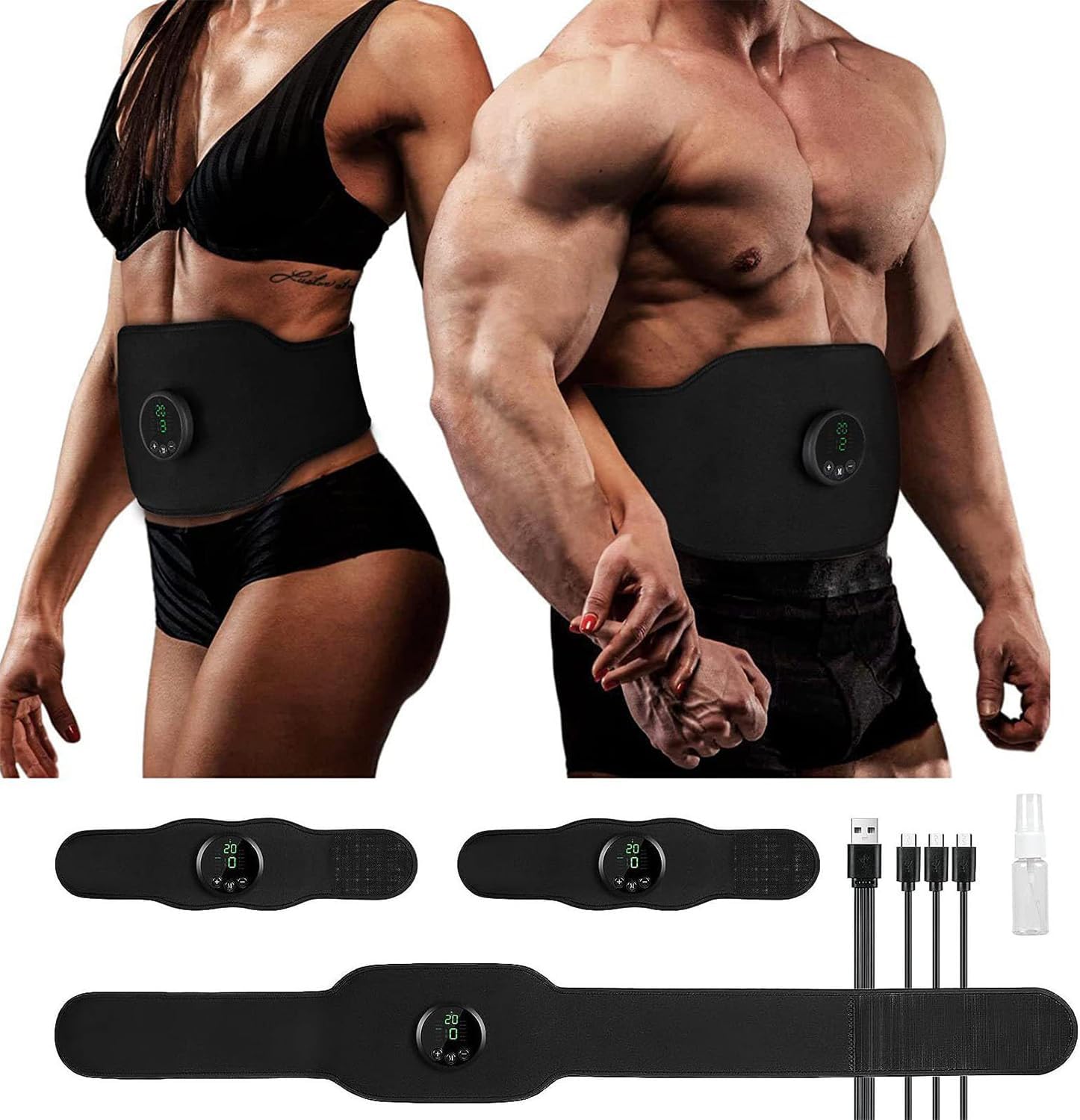 Electronic Muscle Stimulator Toning Belt, Adjustable EMS Workout Belt

